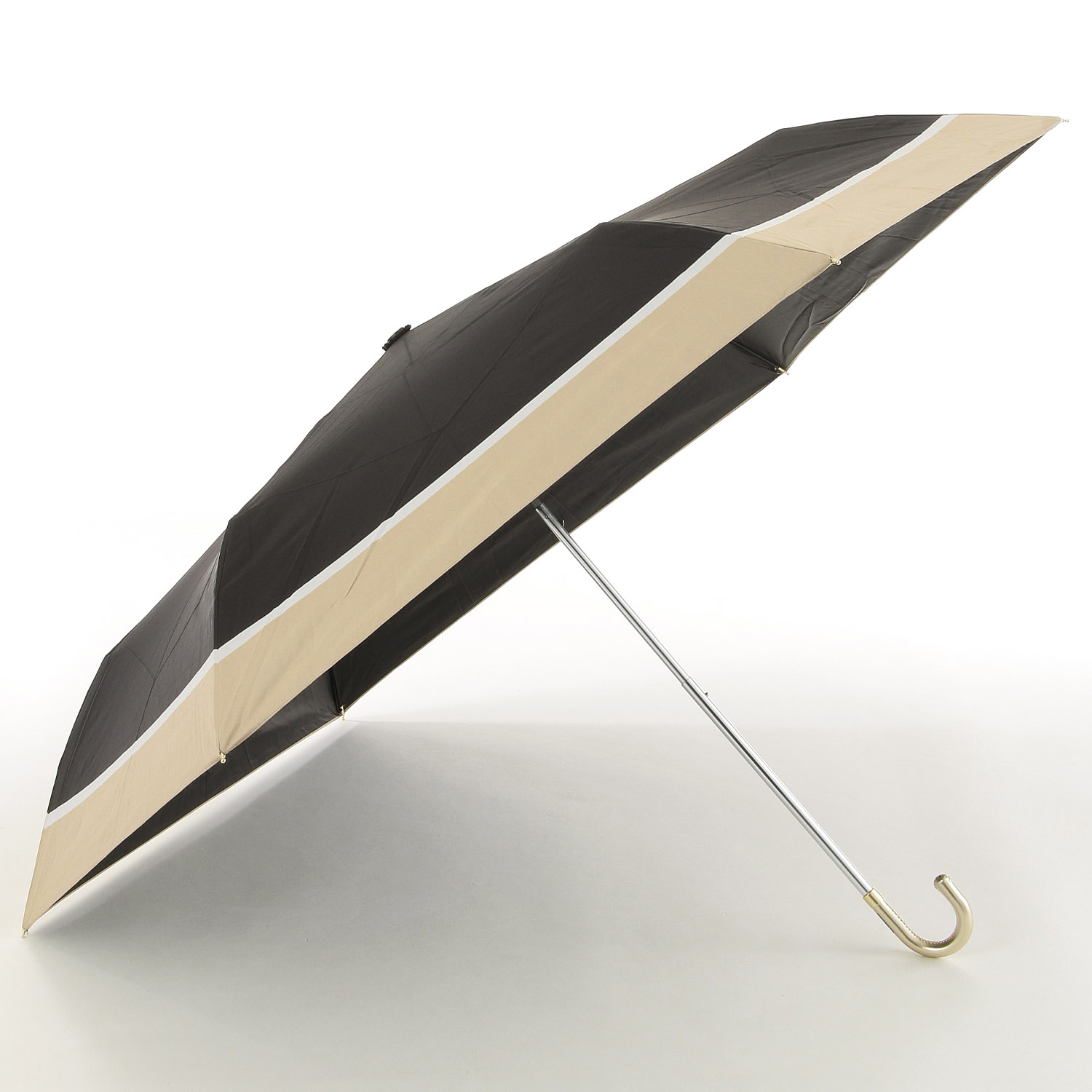 晴雨兼用 ナチュラルボーダー折傘 - 画像1