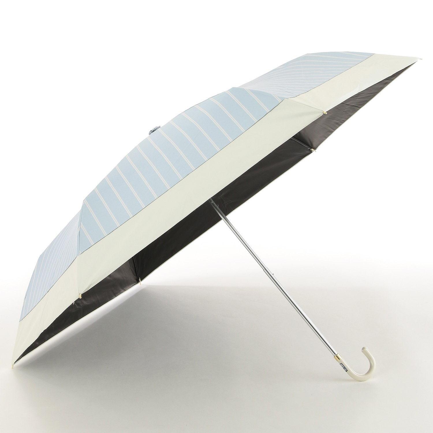 晴雨兼用 切継ぎストライプ折傘 - 画像3