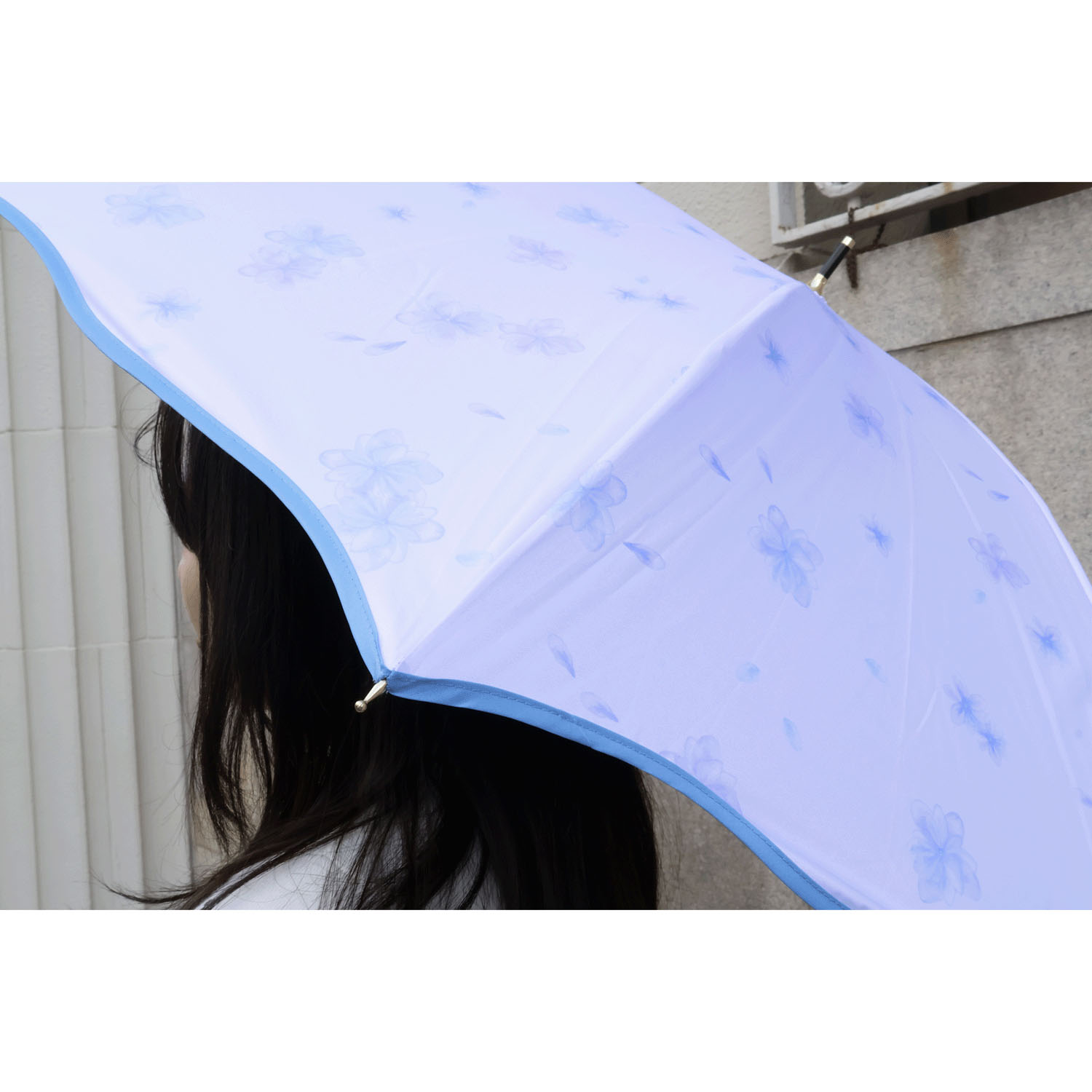 晴雨兼用ウォーターカラーペタル長傘 - 画像5