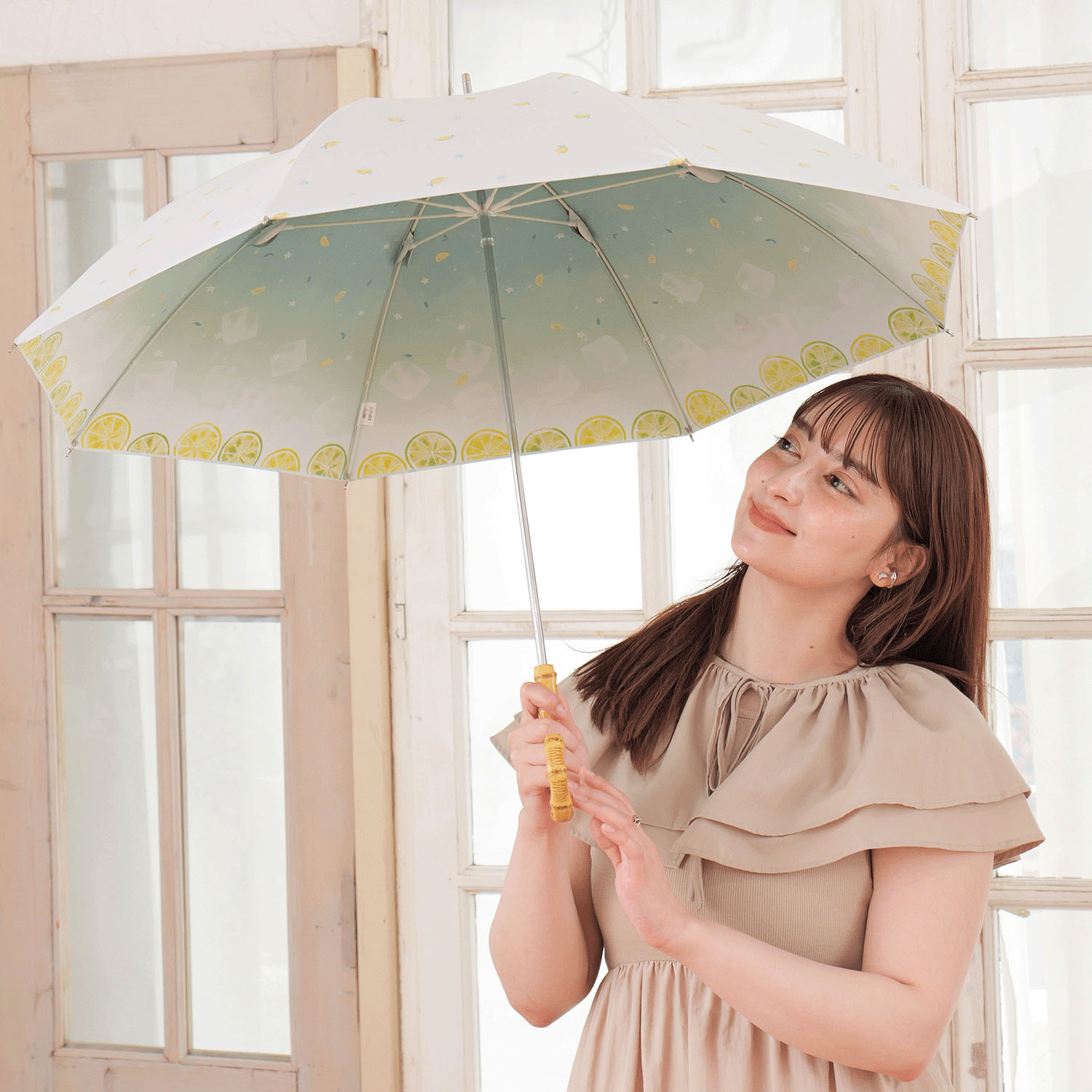 晴雨兼用 レモンスカッッシュ長傘