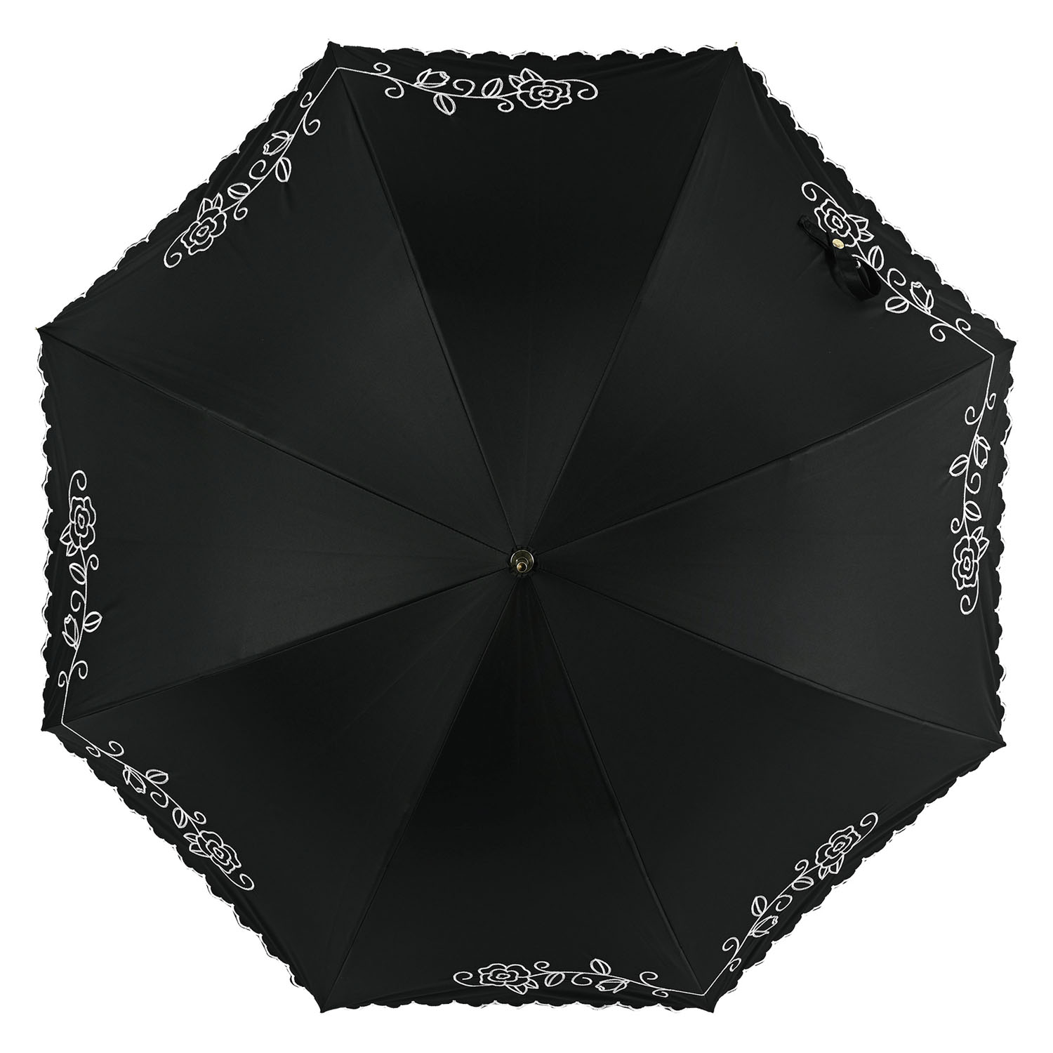 晴雨兼用 ローズ刺繍長傘 - 画像3