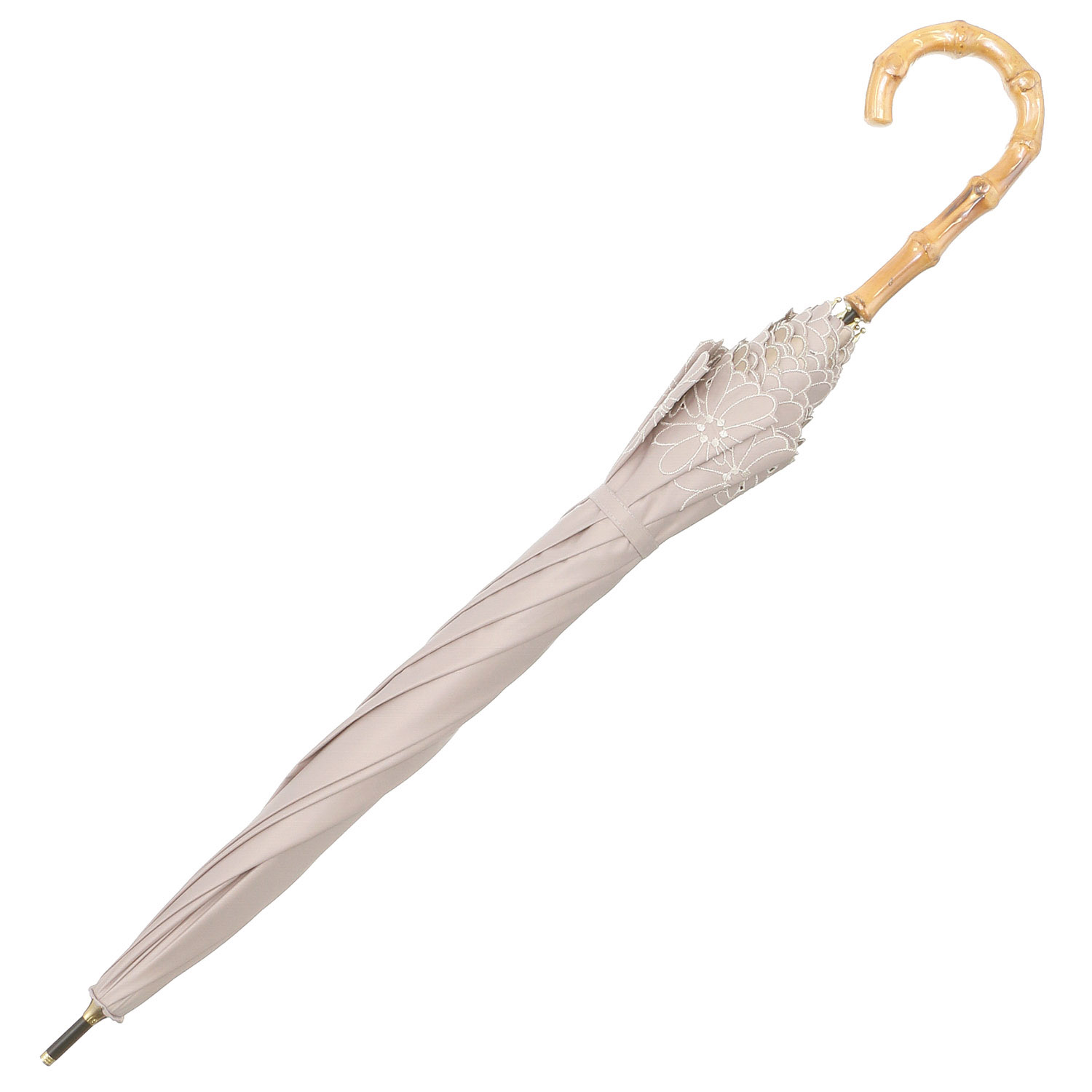 晴雨兼用 PU フラワーボーラー刺繍ショート傘 - 画像4