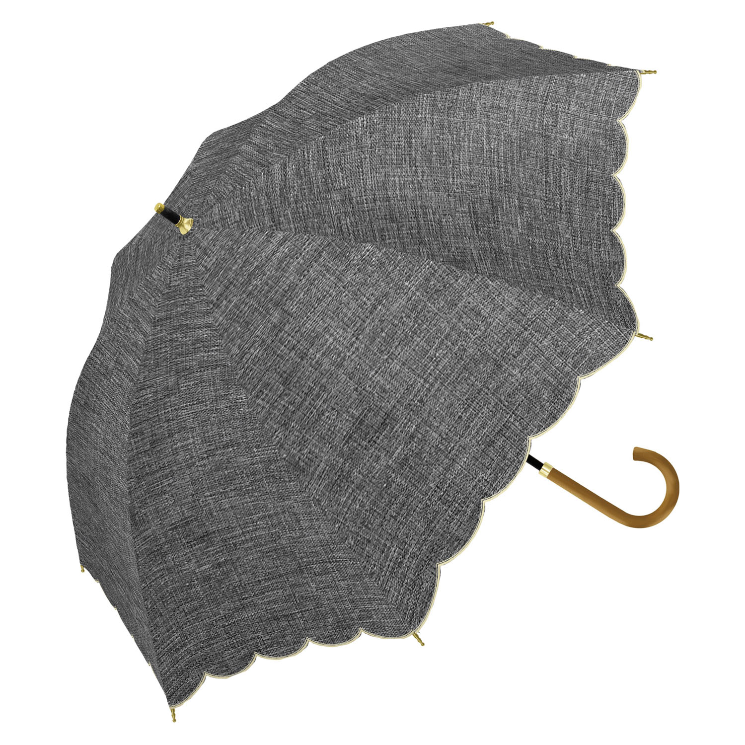 【assa】 晴雨兼用デニム スカラ刺繍長傘 - 画像2