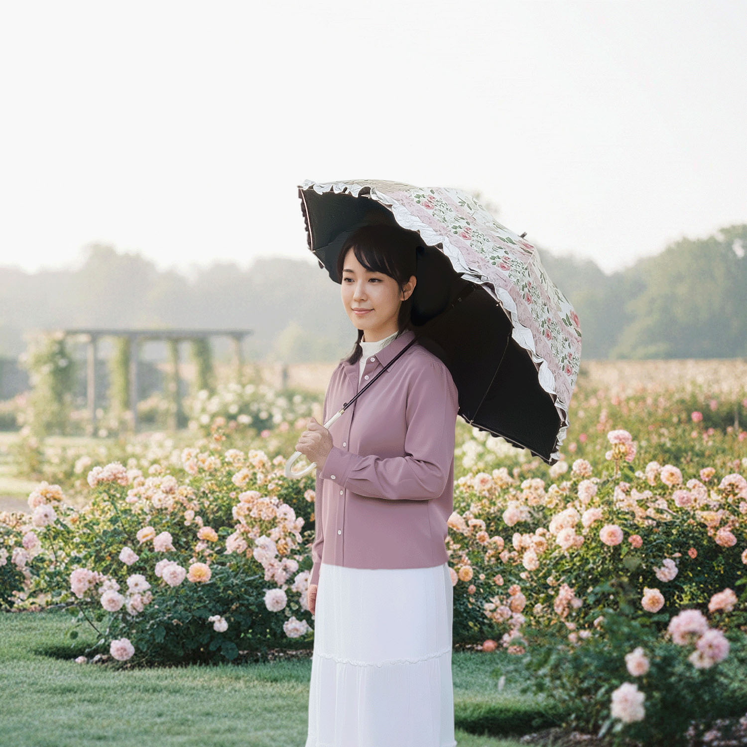 アーチストブルーム 晴雨兼用ダンフィナイ フリルジャンプ傘 - 画像1