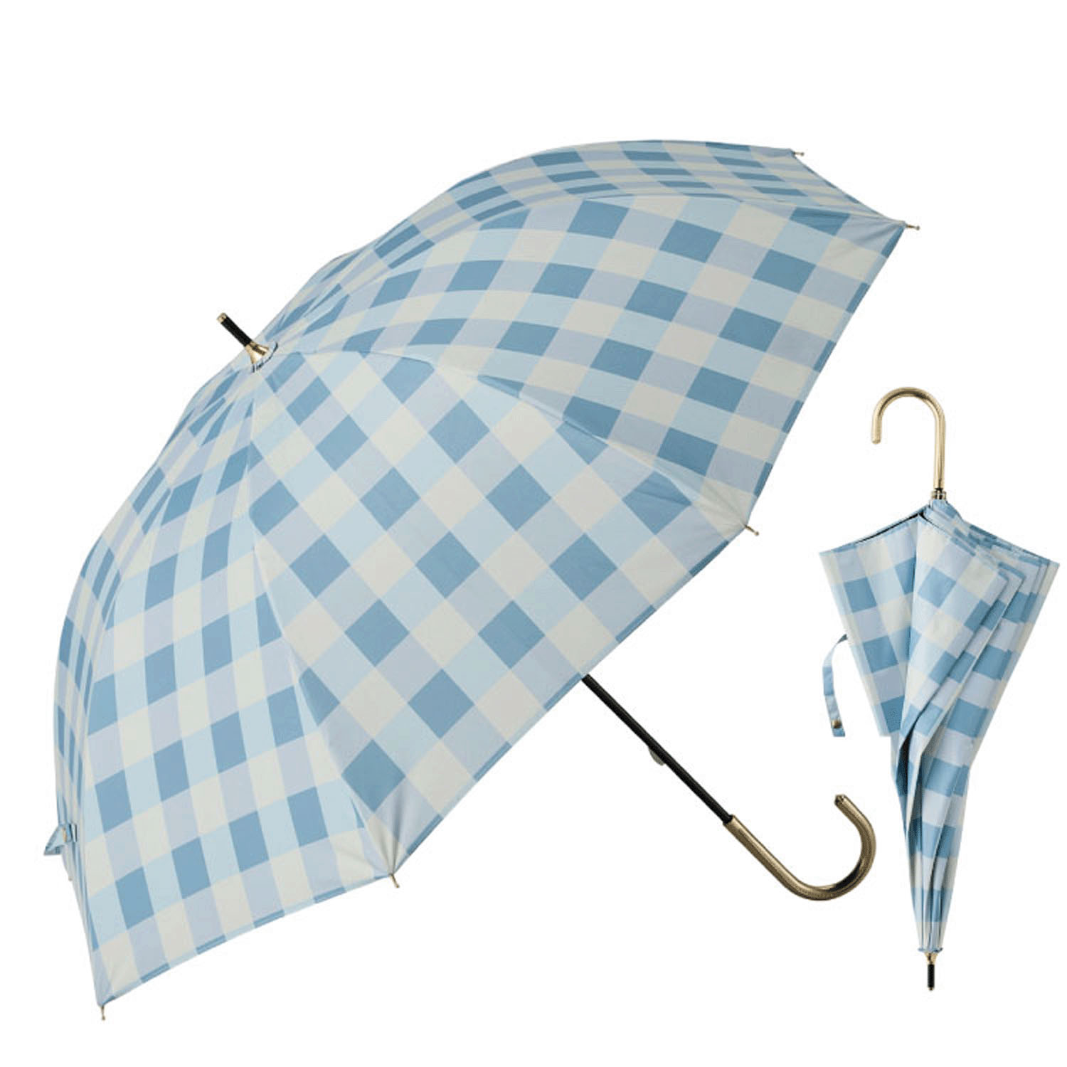晴雨兼用 ギンガムチェック長傘 - 画像3