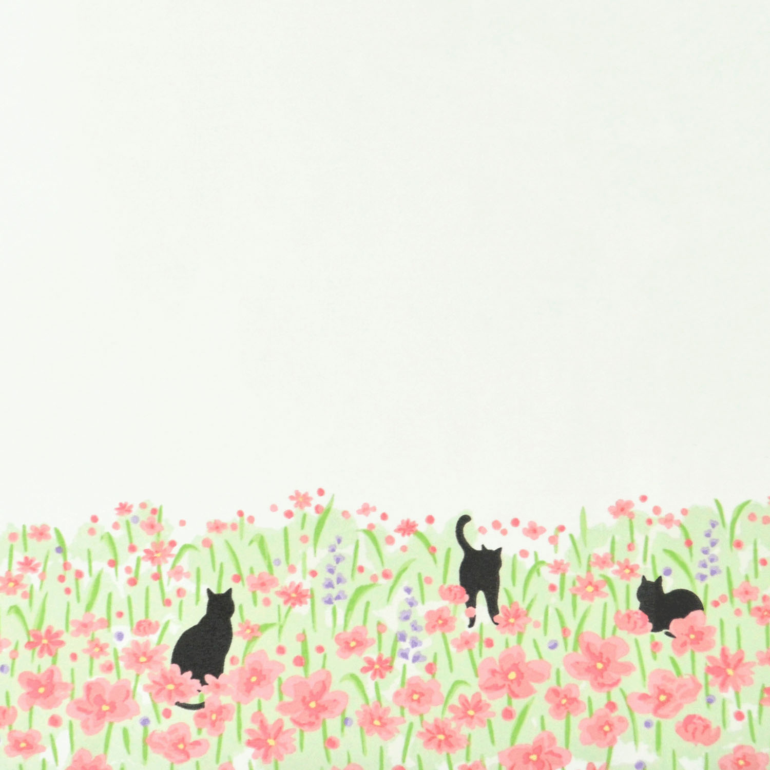 晴雨兼用 お花畑と猫長傘 - 画像3