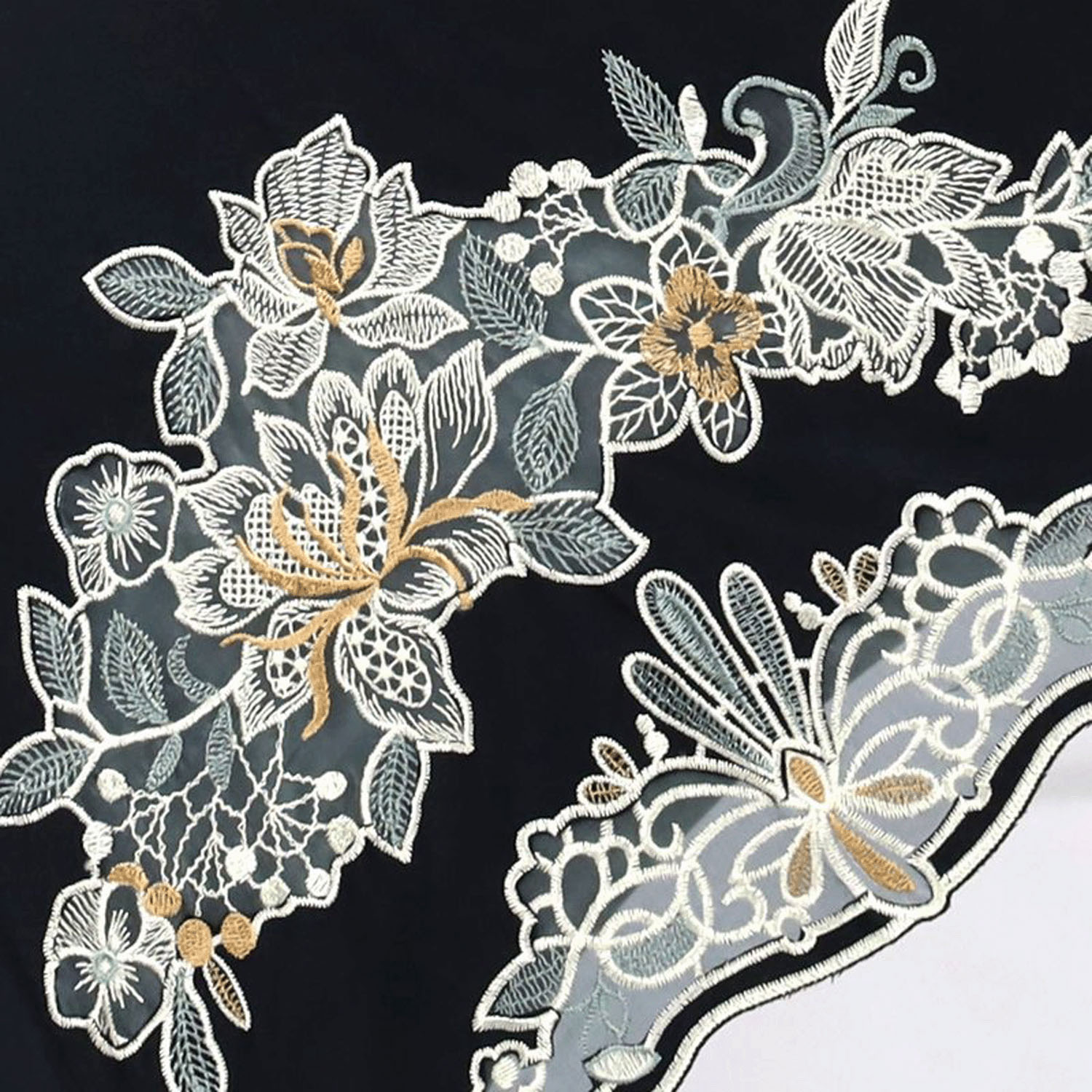 完全遮光 （晴雨兼用）女優日傘 「花鳥オーガンジー刺繍かわず張り」 - 画像12