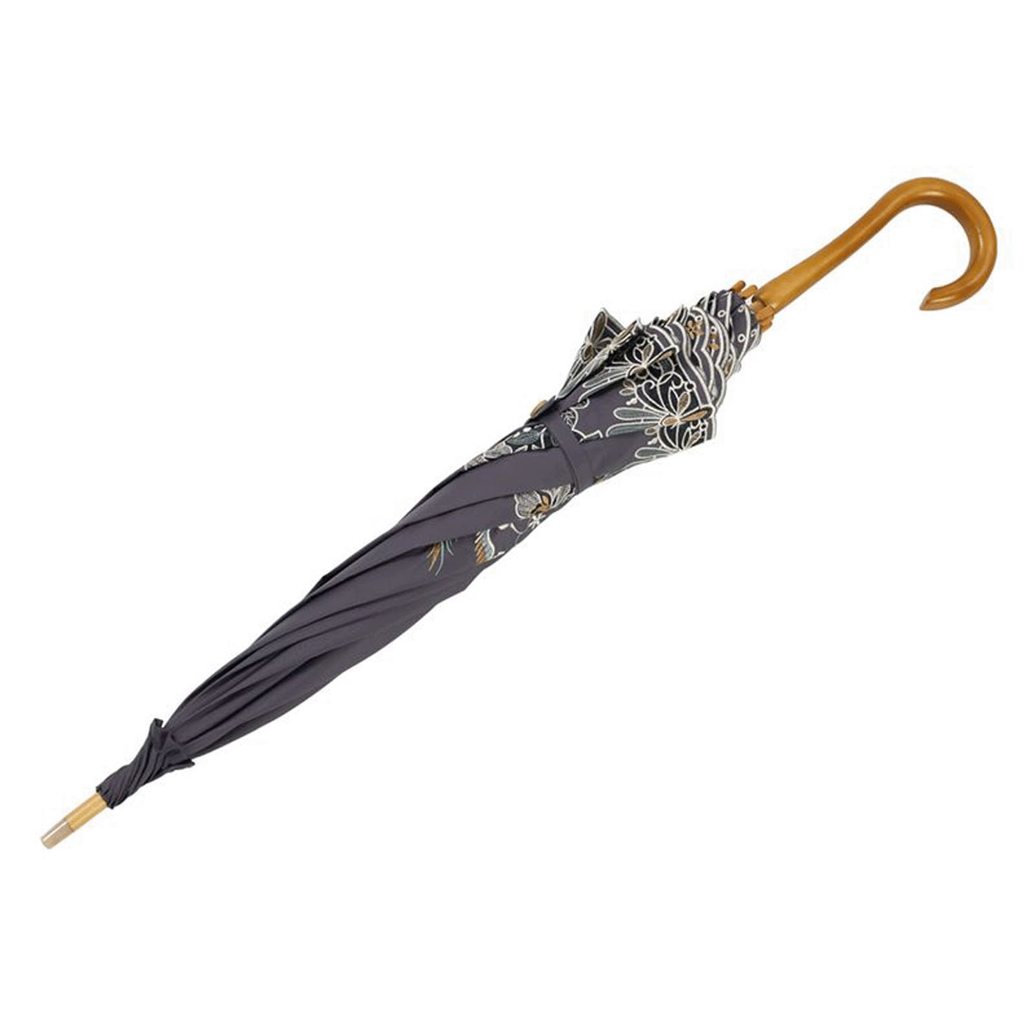 完全遮光 （晴雨兼用）女優日傘 「花鳥オーガンジー刺繍かわず張り」 - 画像9