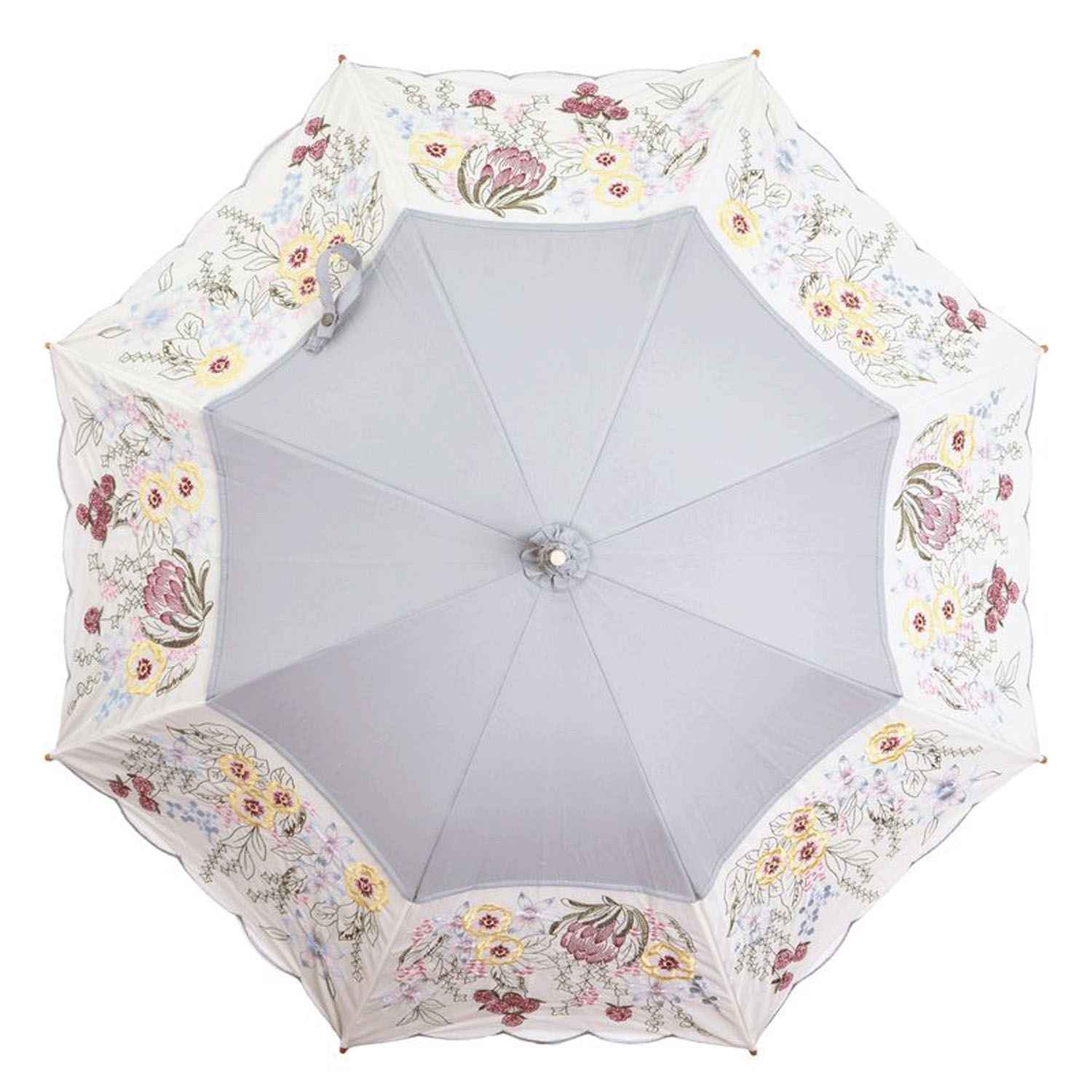 完全遮光 （晴雨兼用）女優日傘 「花束みたいな刺繍かわず張り」 - 画像2