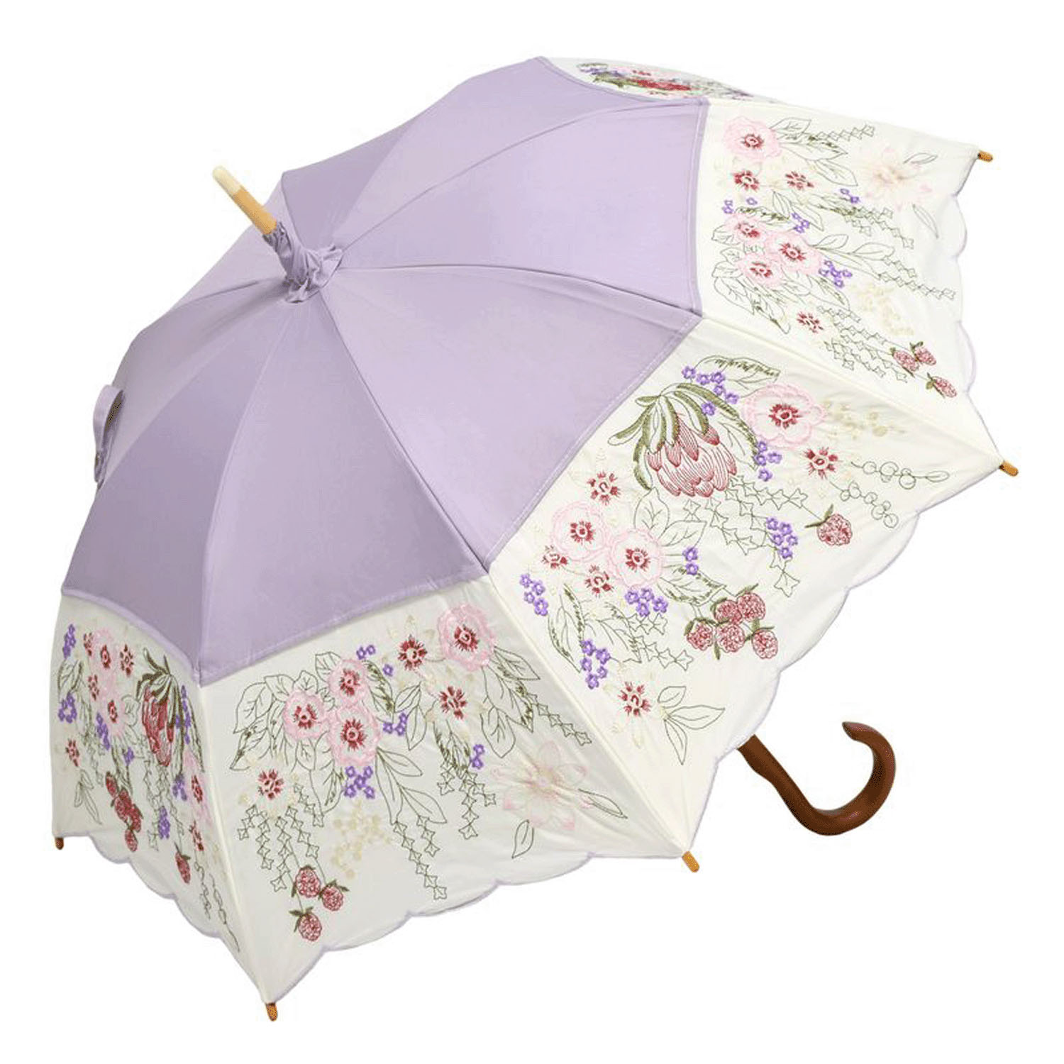 完全遮光 （晴雨兼用）女優日傘 「花束みたいな刺繍かわず張り」 - 画像9