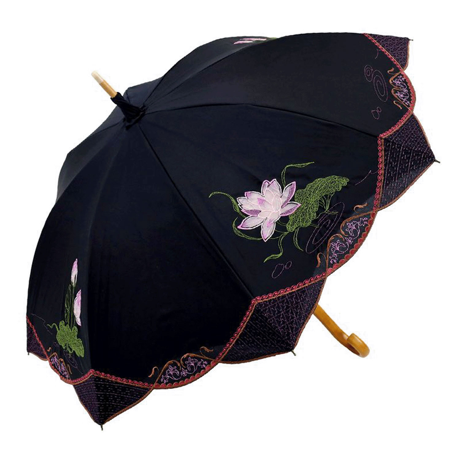 完全遮光 （晴雨兼用）女優日傘 「蓮花オーガンジー刺繍かわず張り」 - 画像7