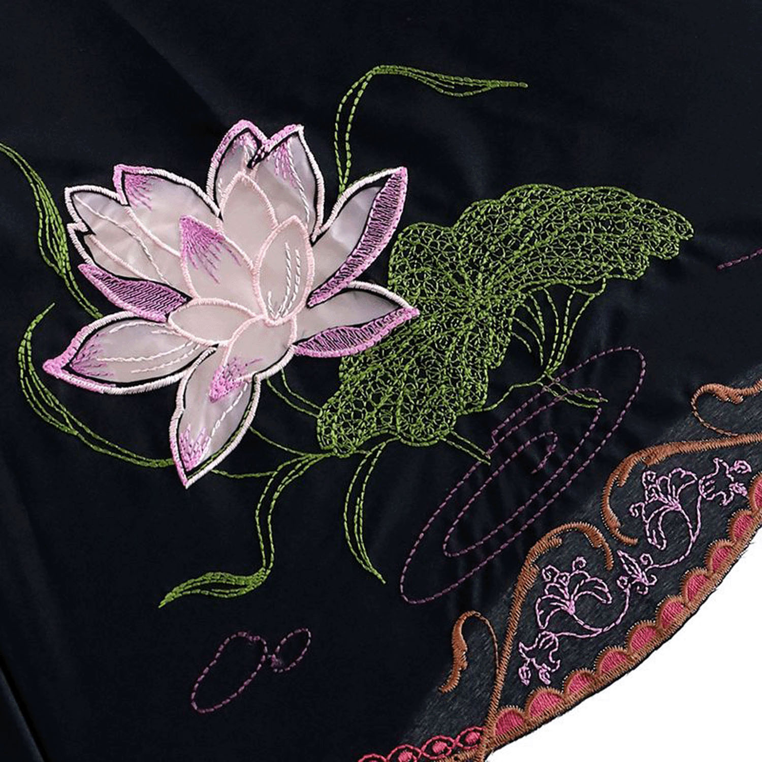 完全遮光 （晴雨兼用）女優日傘 「蓮花オーガンジー刺繍かわず張り」 - 画像9