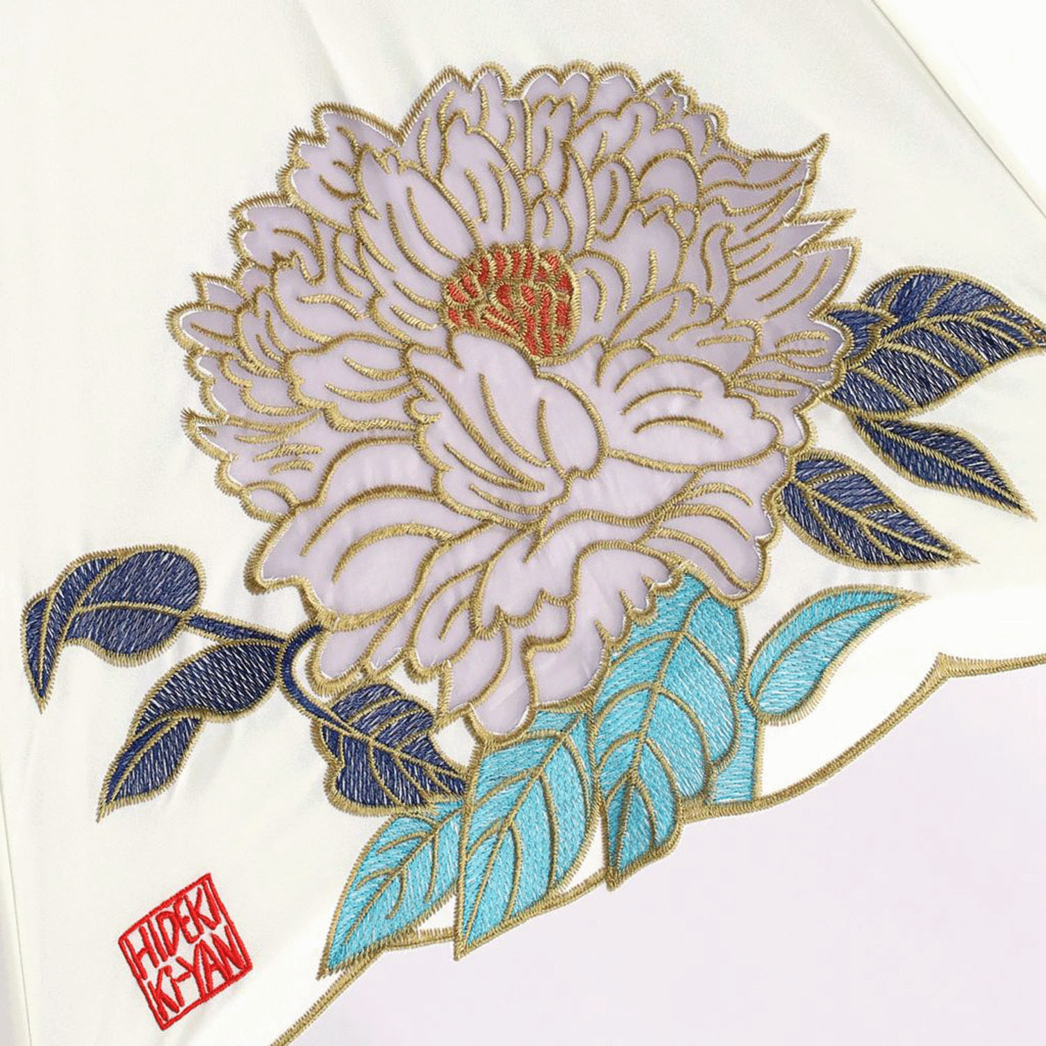 完全遮光 （晴雨兼用）女優日傘 「キーヤン牡丹オーガンジーかわず張り」 - 画像3