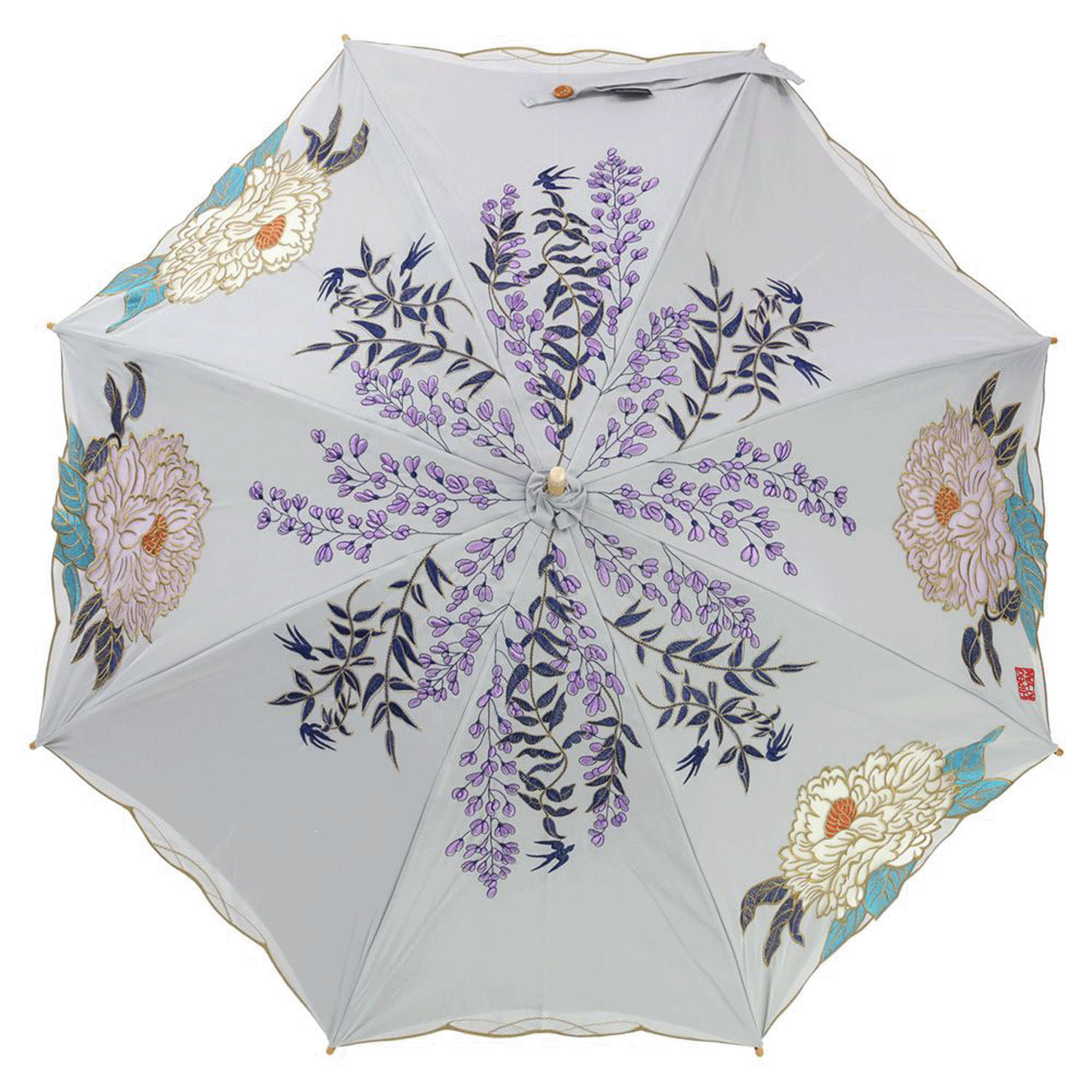 完全遮光 （晴雨兼用）女優日傘 「キーヤン牡丹オーガンジーかわず張り」 - 画像6