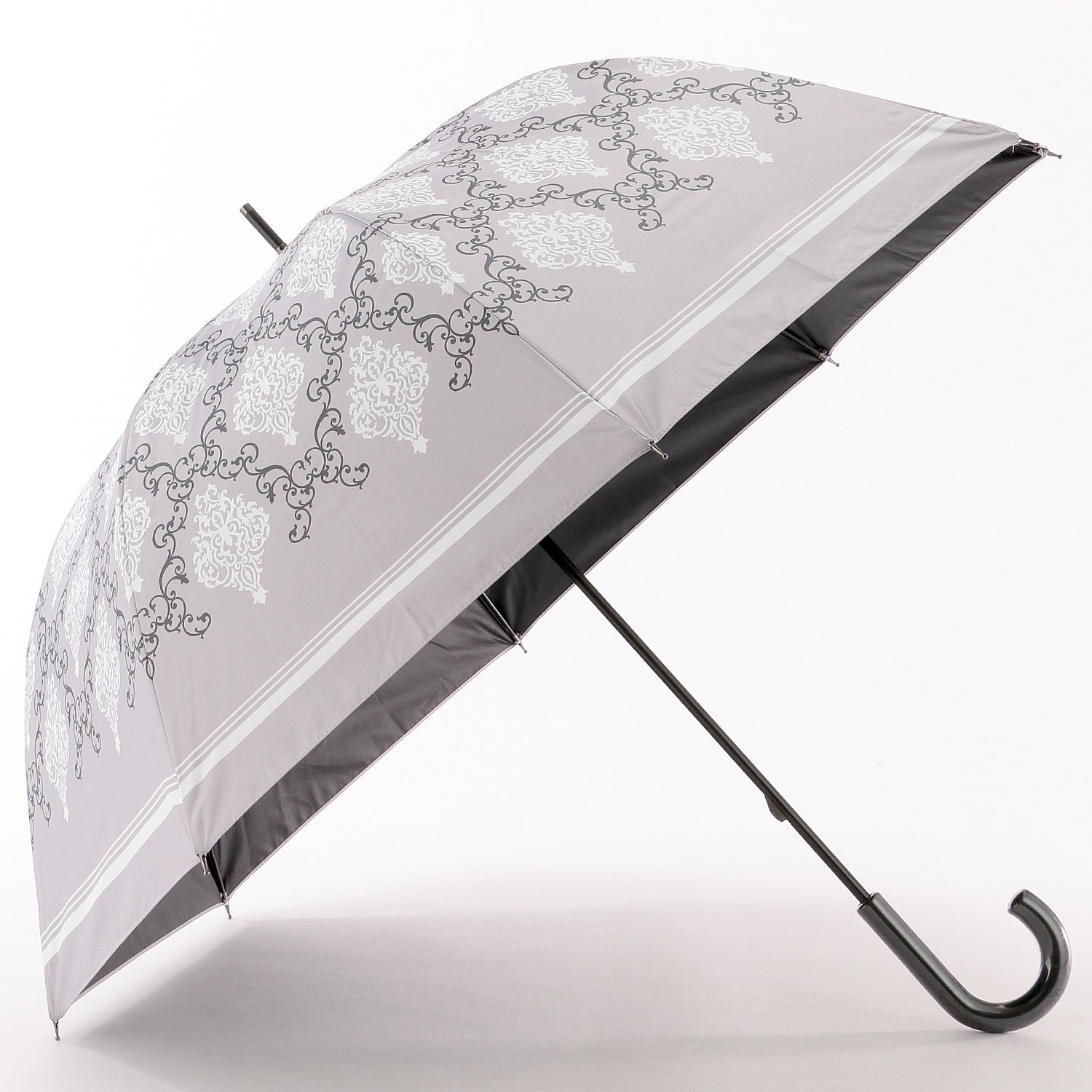 晴雨兼用傘 モノクロームダマスク柄ショート