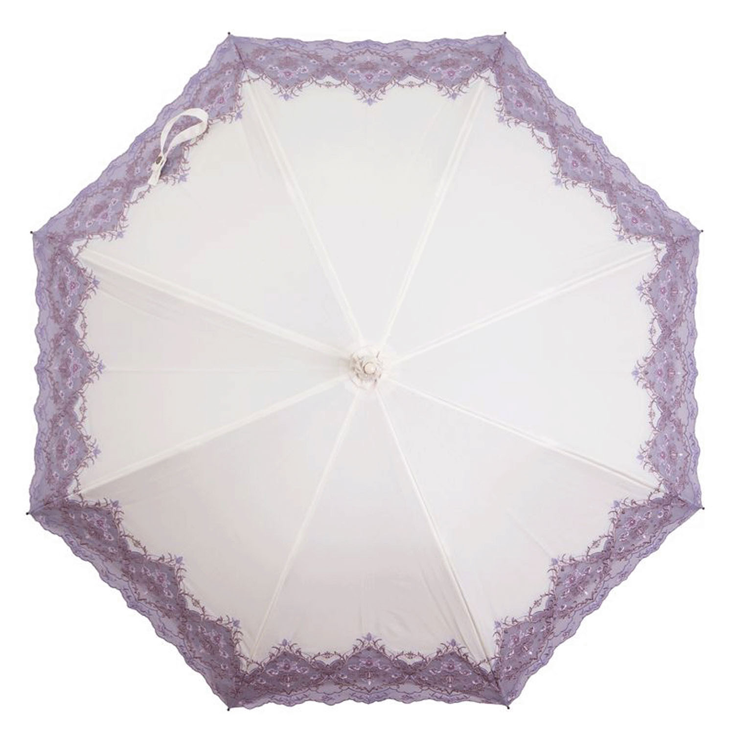 完全遮光 （晴雨兼用）女優日傘 「ダマスクオーガンジー刺繍かわず張り」 - 画像3