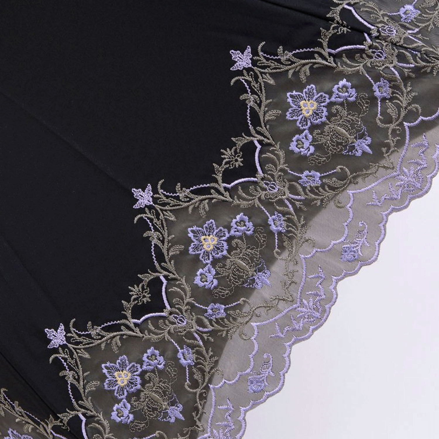 完全遮光 （晴雨兼用）女優日傘 「ダマスクオーガンジー刺繍かわず張り」 - 画像8