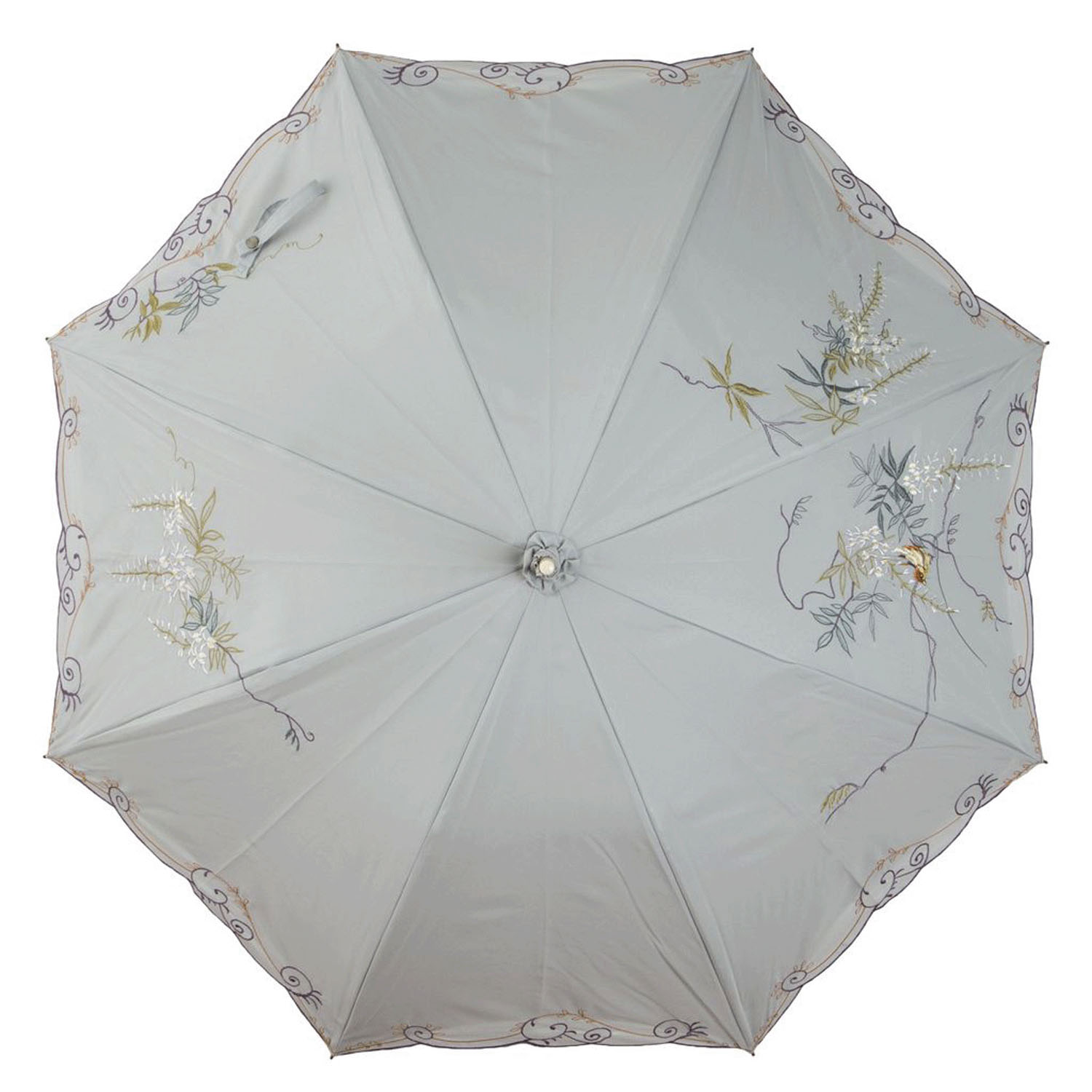 完全遮光 （晴雨兼用）女優日傘 「藤花刺繍かわず張り」 - 画像7