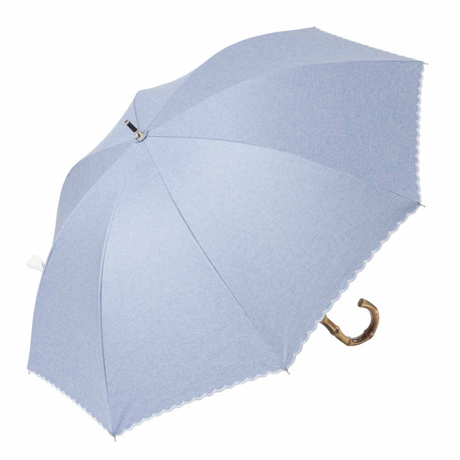 晴雨兼用 デニム調スカラップショート傘 - 画像2