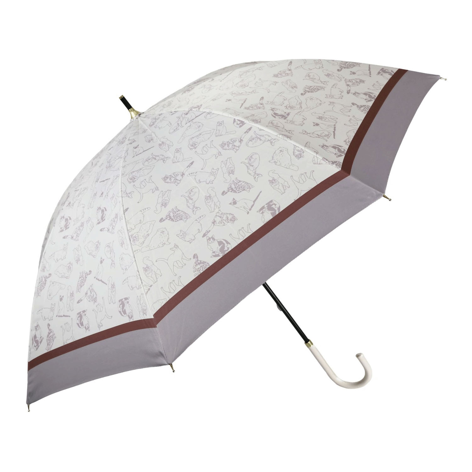 晴雨兼用ラインドローイングキャット長傘 - 画像2