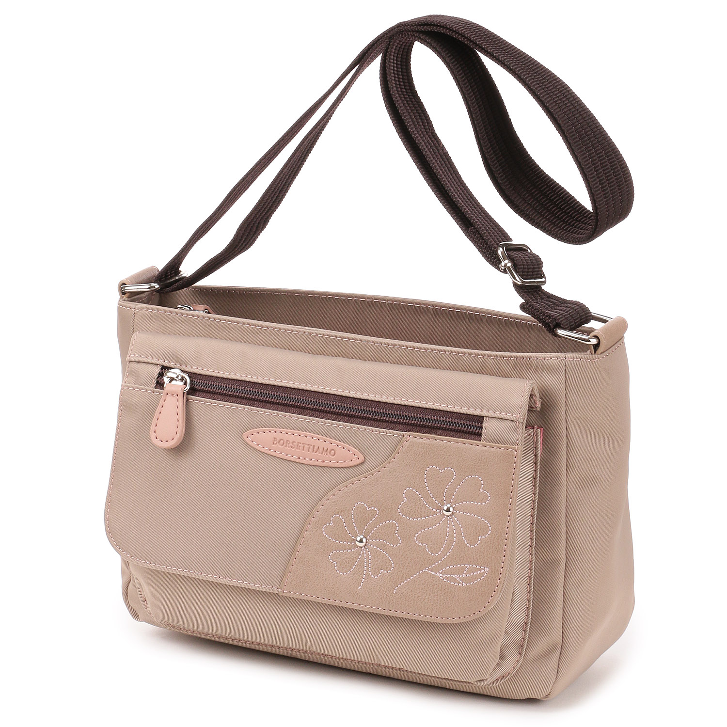 BORSETTIAMO ナイロン花刺繍ショルダーバッグ - 画像5