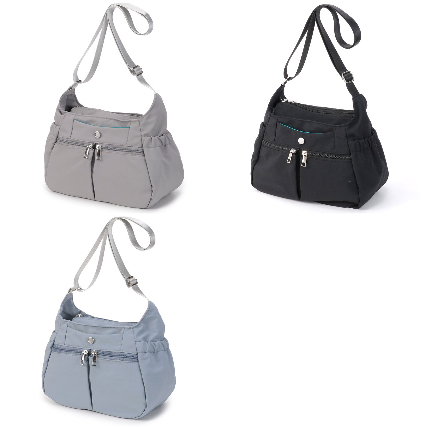 時短 カシメ多収納Wファスナーショルダーバッグ