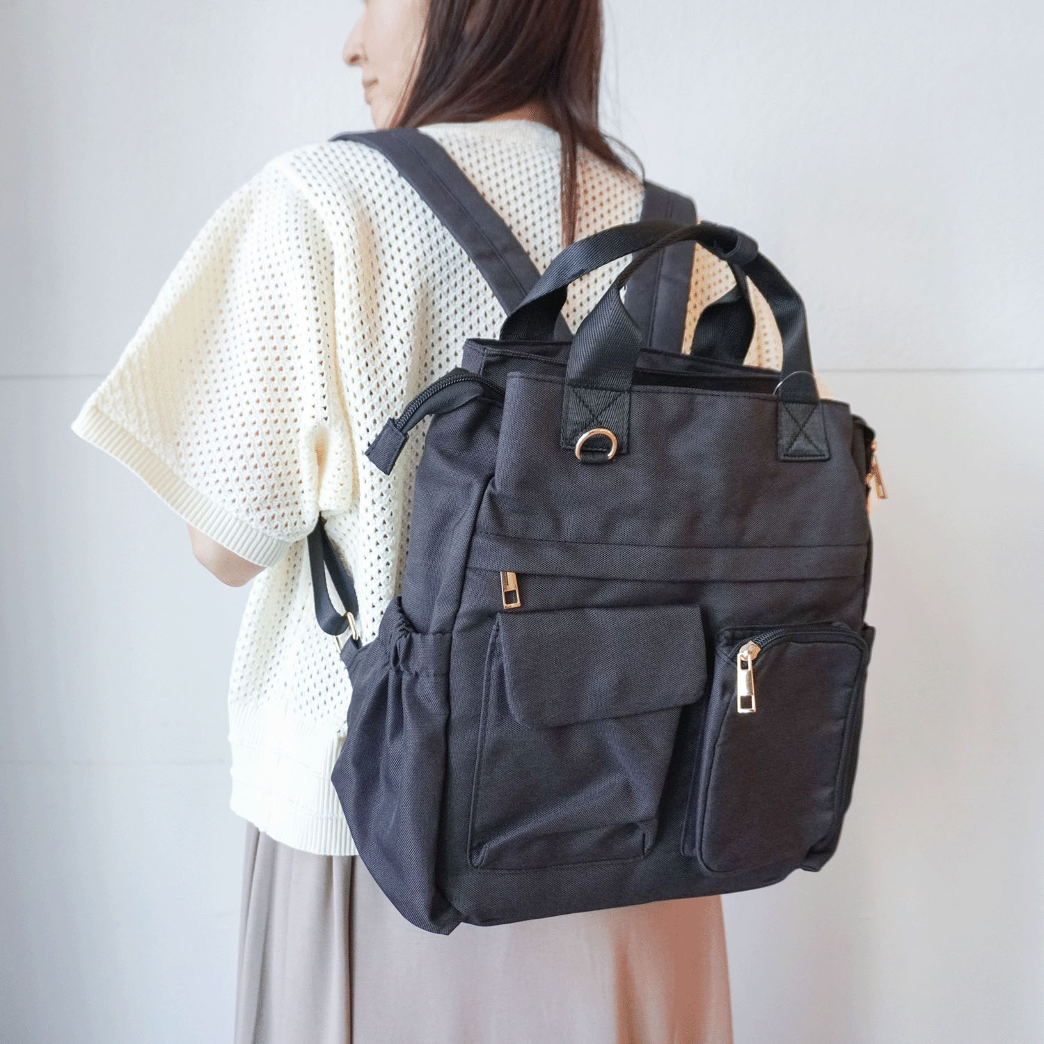 時短前ポケットリュックサック