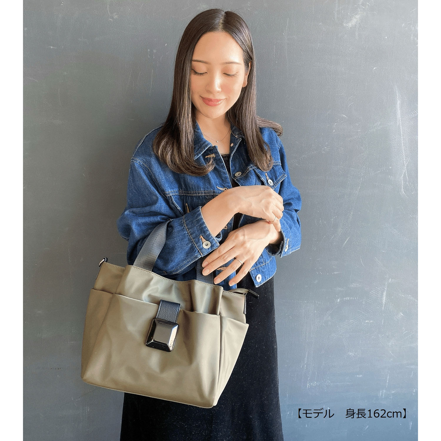 ナイロンブラックスクエアパーツ2WAYバッグ - 画像2