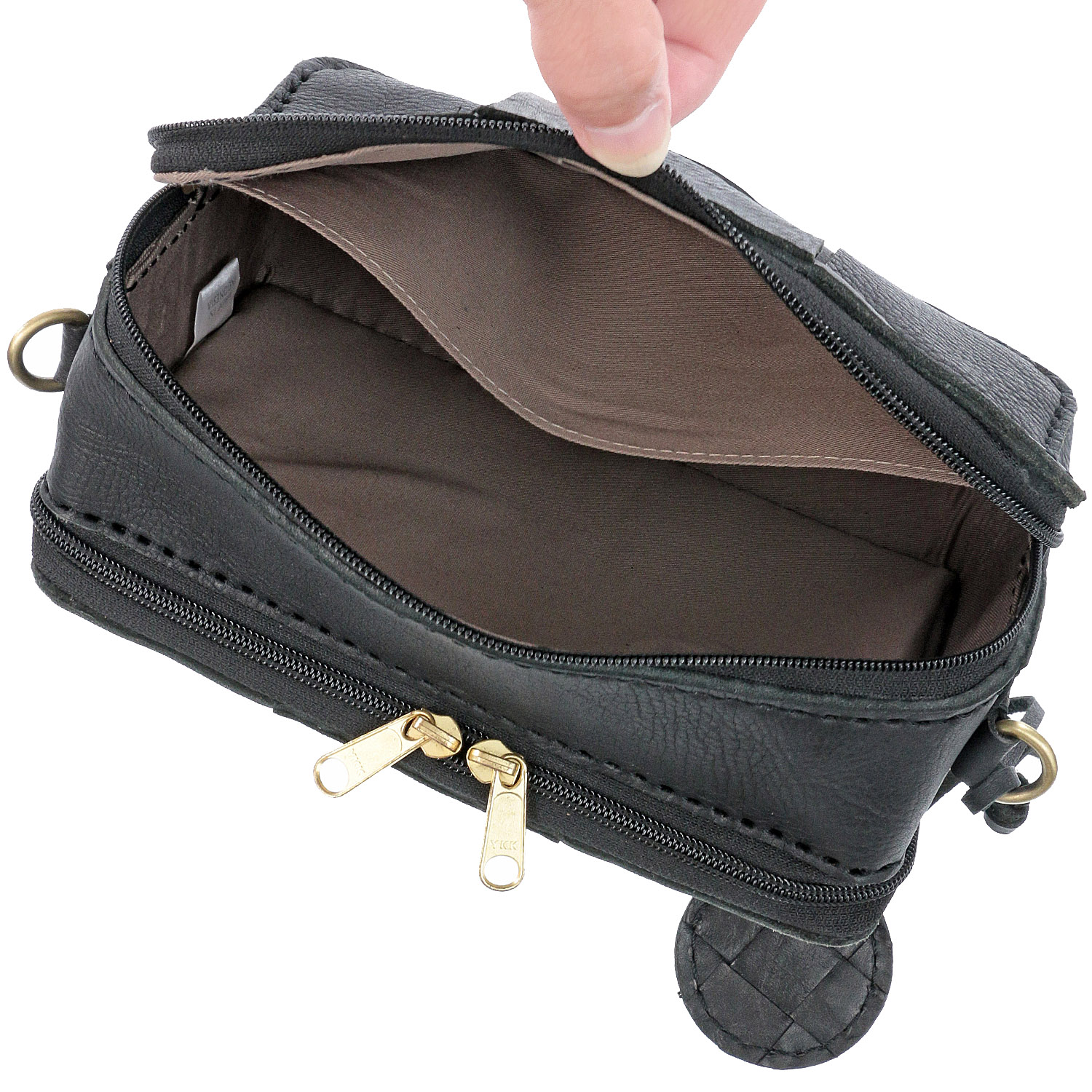 zucchero 牛革メッシュスクエア型ショルダーバッグ - 画像4