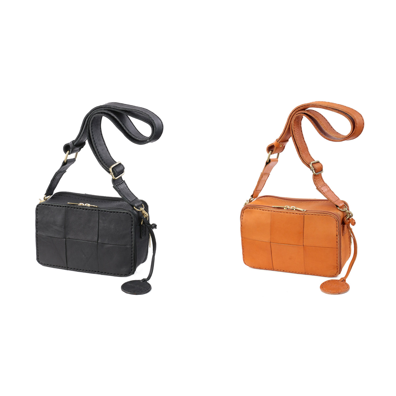 zucchero 牛革メッシュスクエア型ショルダーバッグ