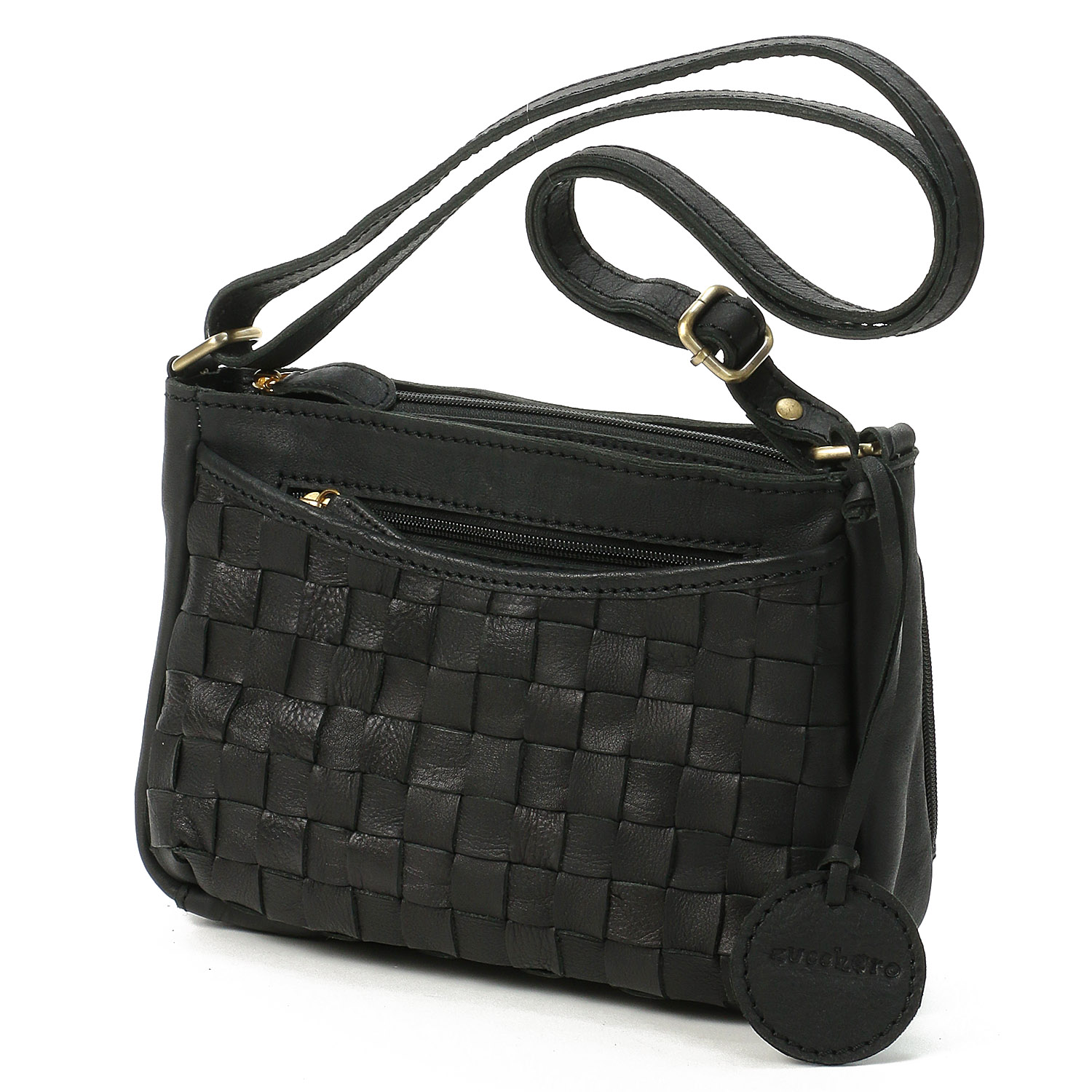 zucchero 牛革メッシュお財布機能付きショルダーバッグ