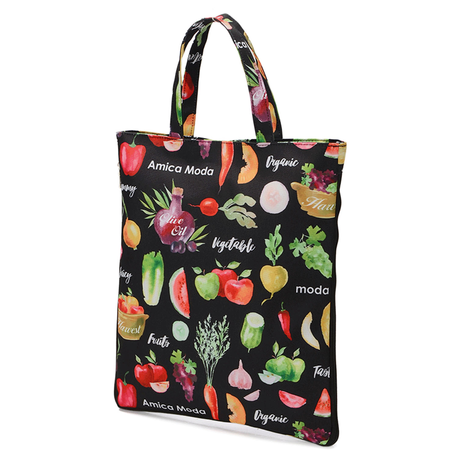 カラフルマルシェ柄A4拡張縦型バッグ - 画像2