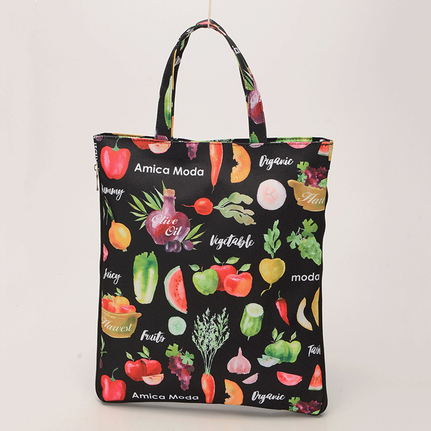 カラフルマルシェ柄A4拡張縦型バッグ - 画像3