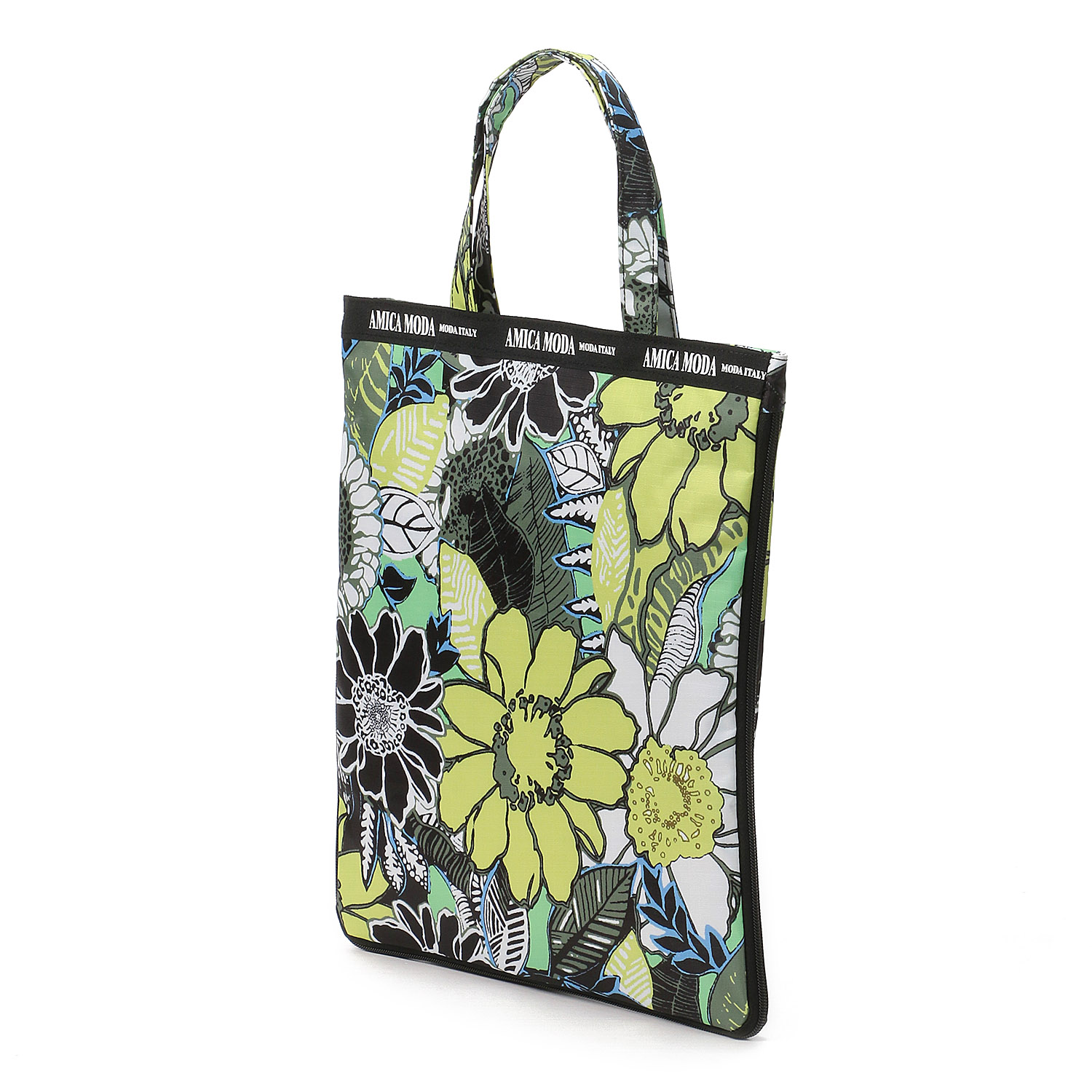 モダンフラワー柄 A4拡張縦型バッグ - 画像3