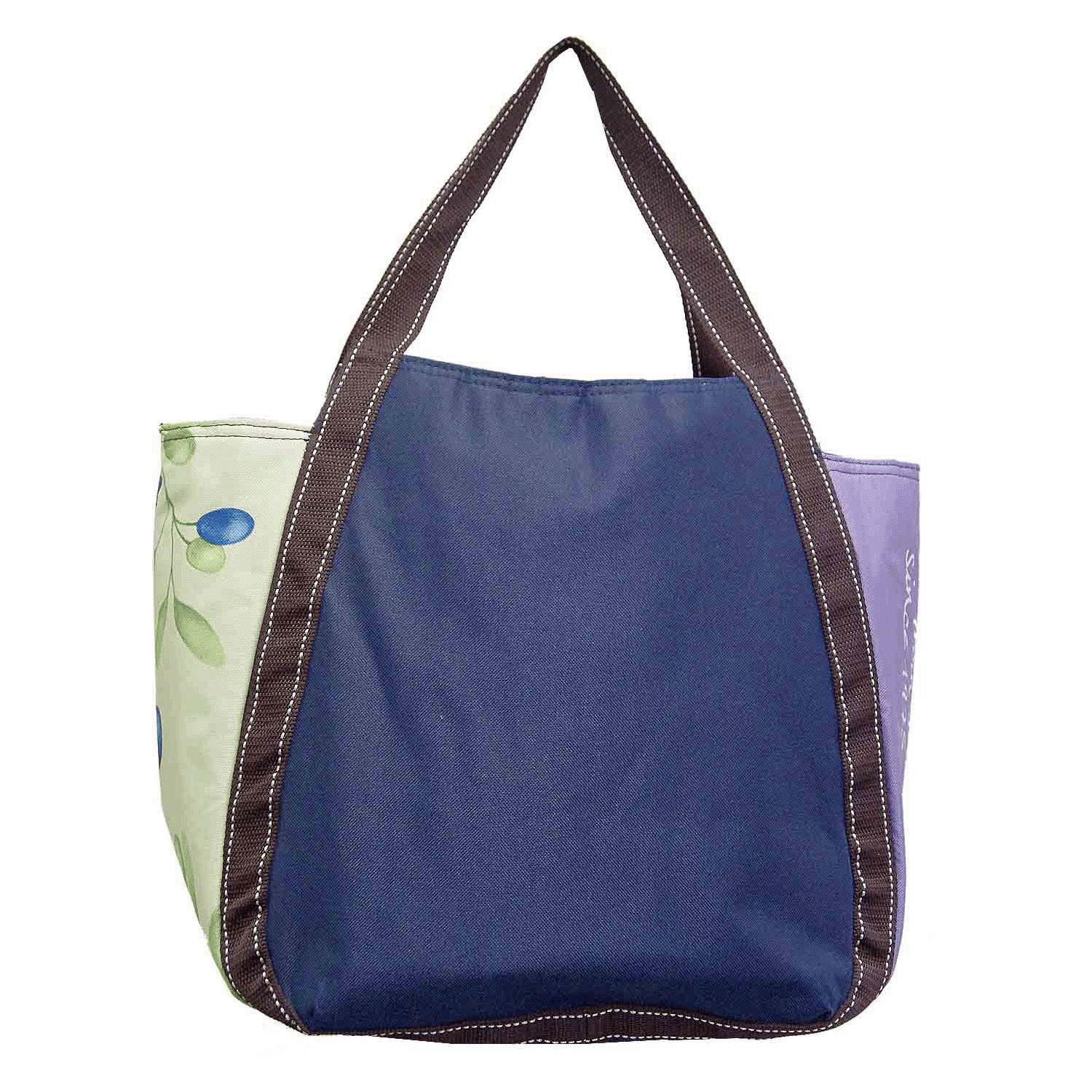 保冷グリーンボタニカル柄バルーントートバッグ - 画像5