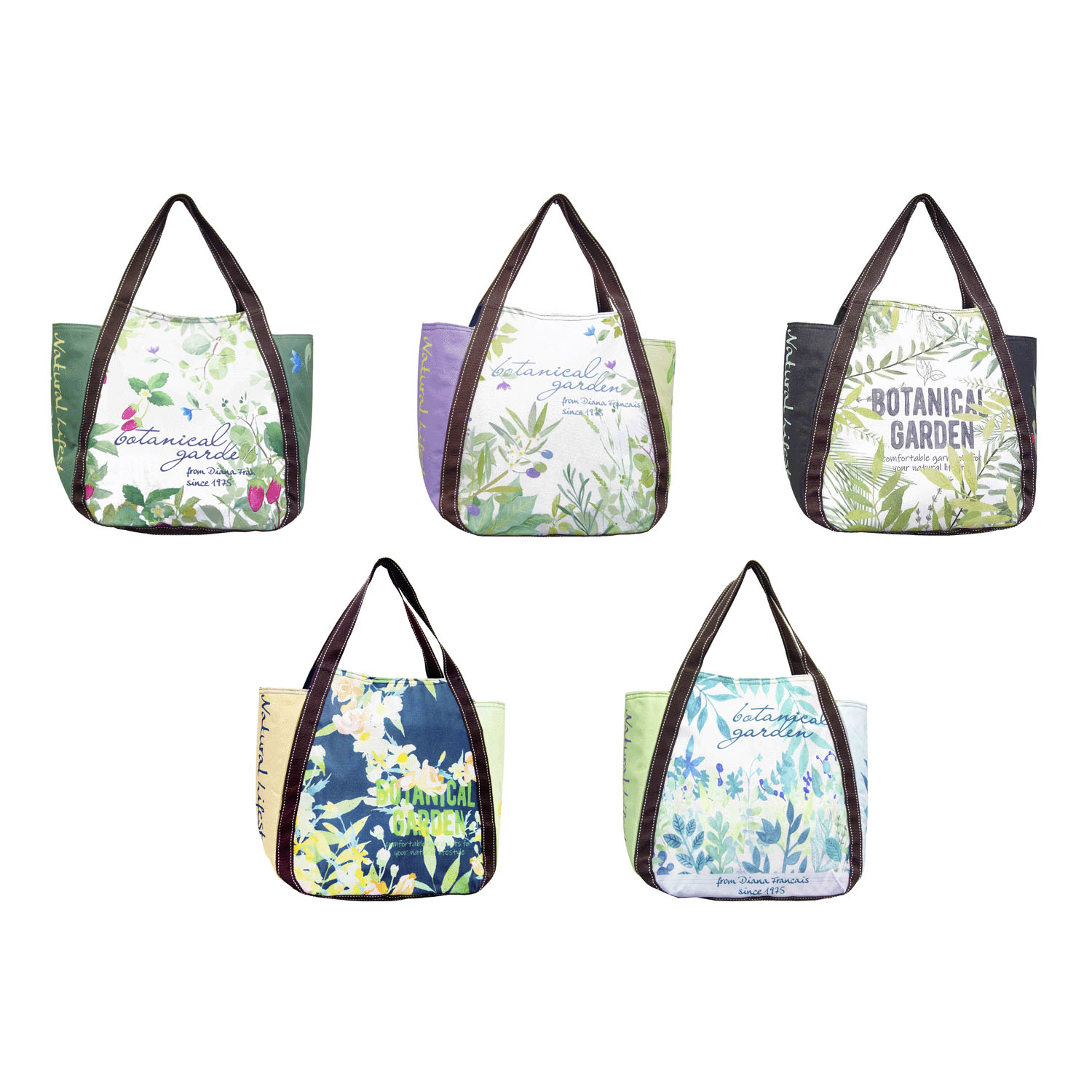 保冷グリーンボタニカル柄バルーントートバッグ - 画像1