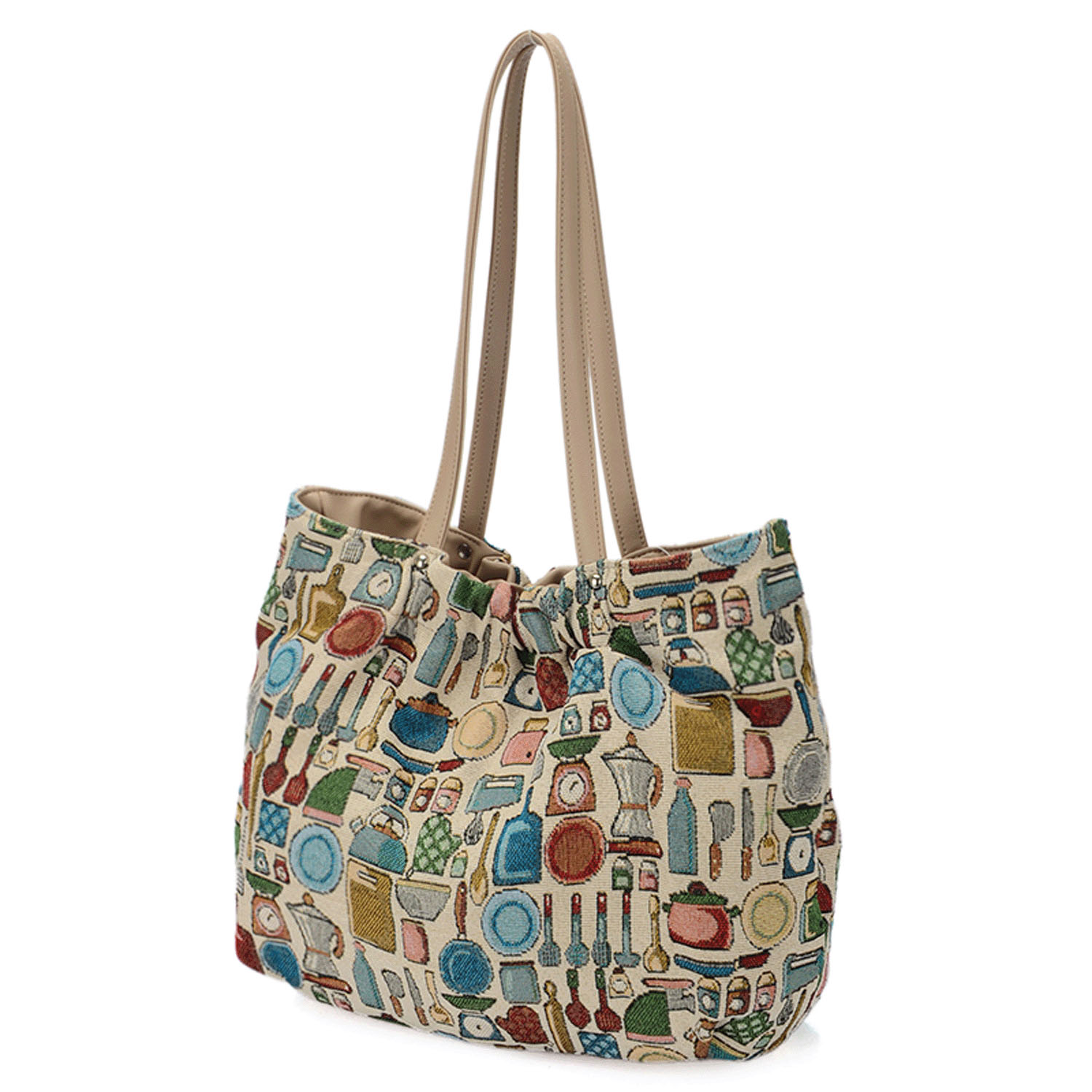 キッチン柄ゴブラン丸型トートバッグ - 画像4