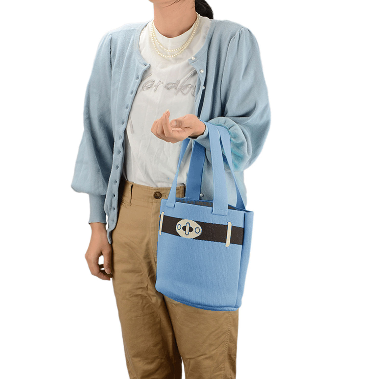 だまし絵ニットトートバッグ - 画像1