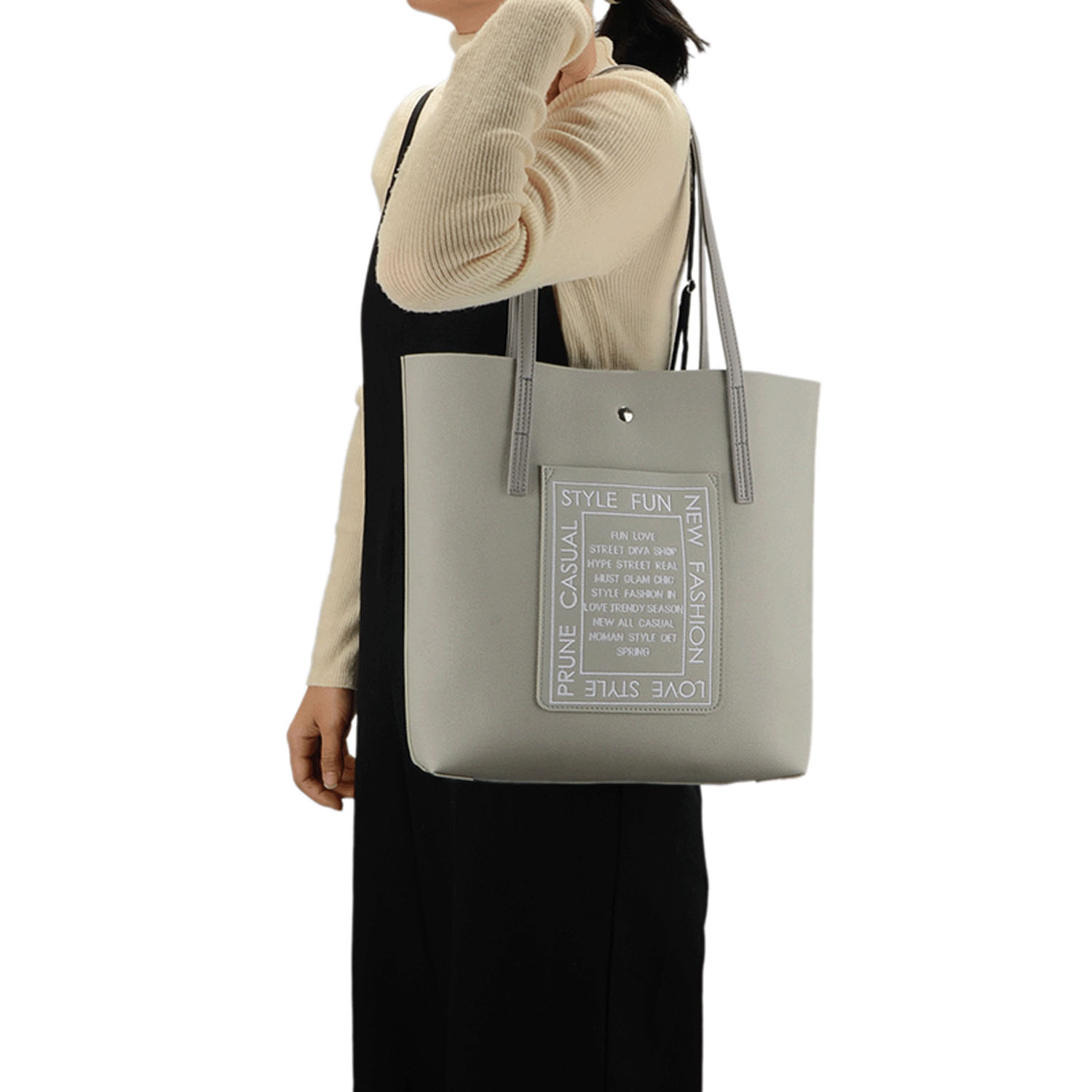 刺繍ポケットトートバッグ - 画像1