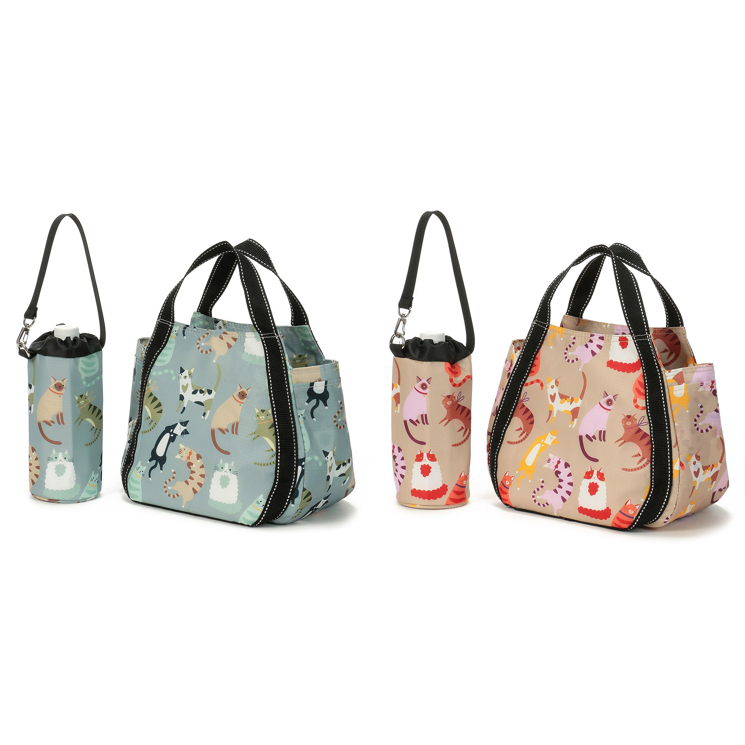 【エトワール別注柄】保冷色々猫柄ボトル付きバッグ バルーン小 - 画像3