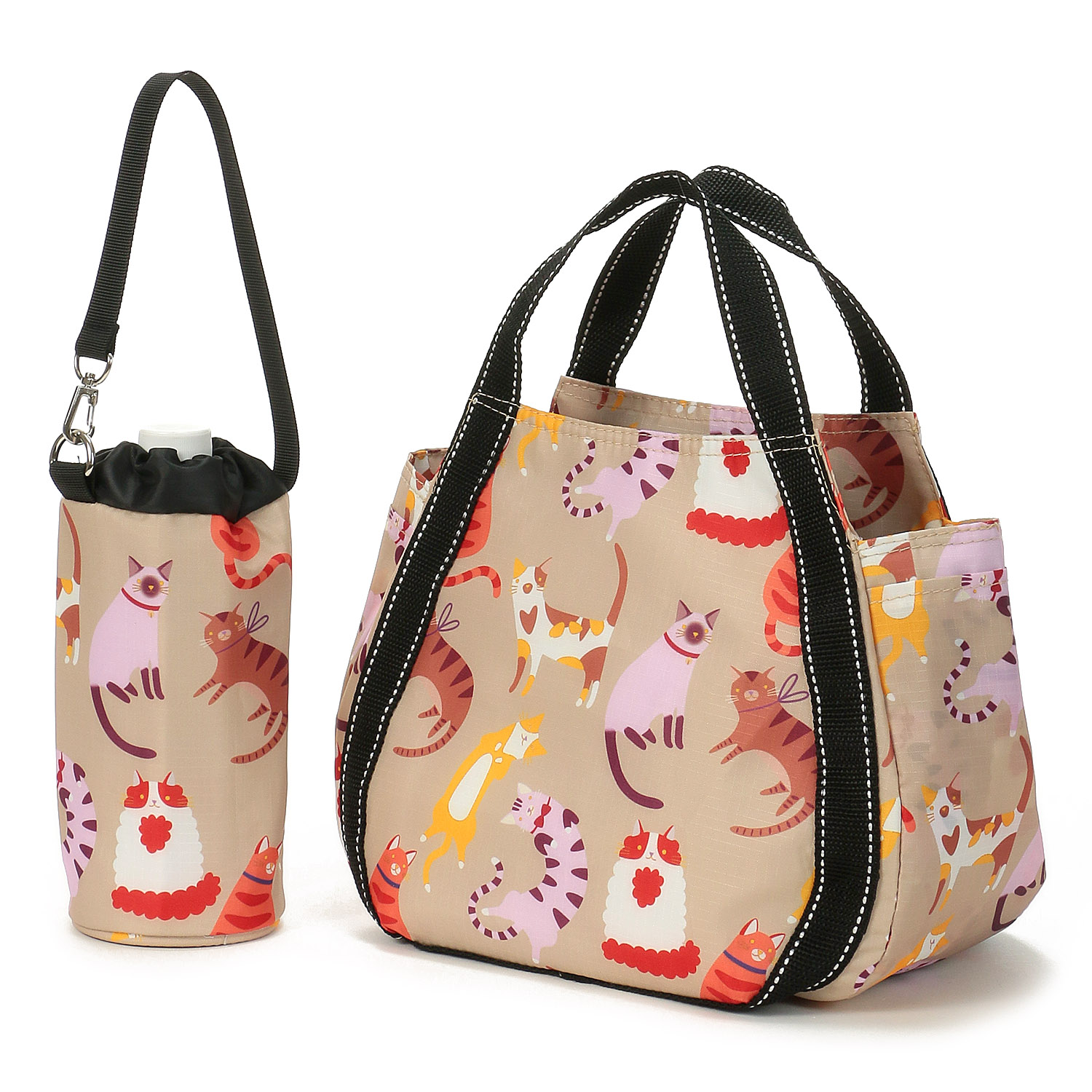 【エトワール別注柄】保冷色々猫柄ボトル付きバッグ バルーン小 - 画像4