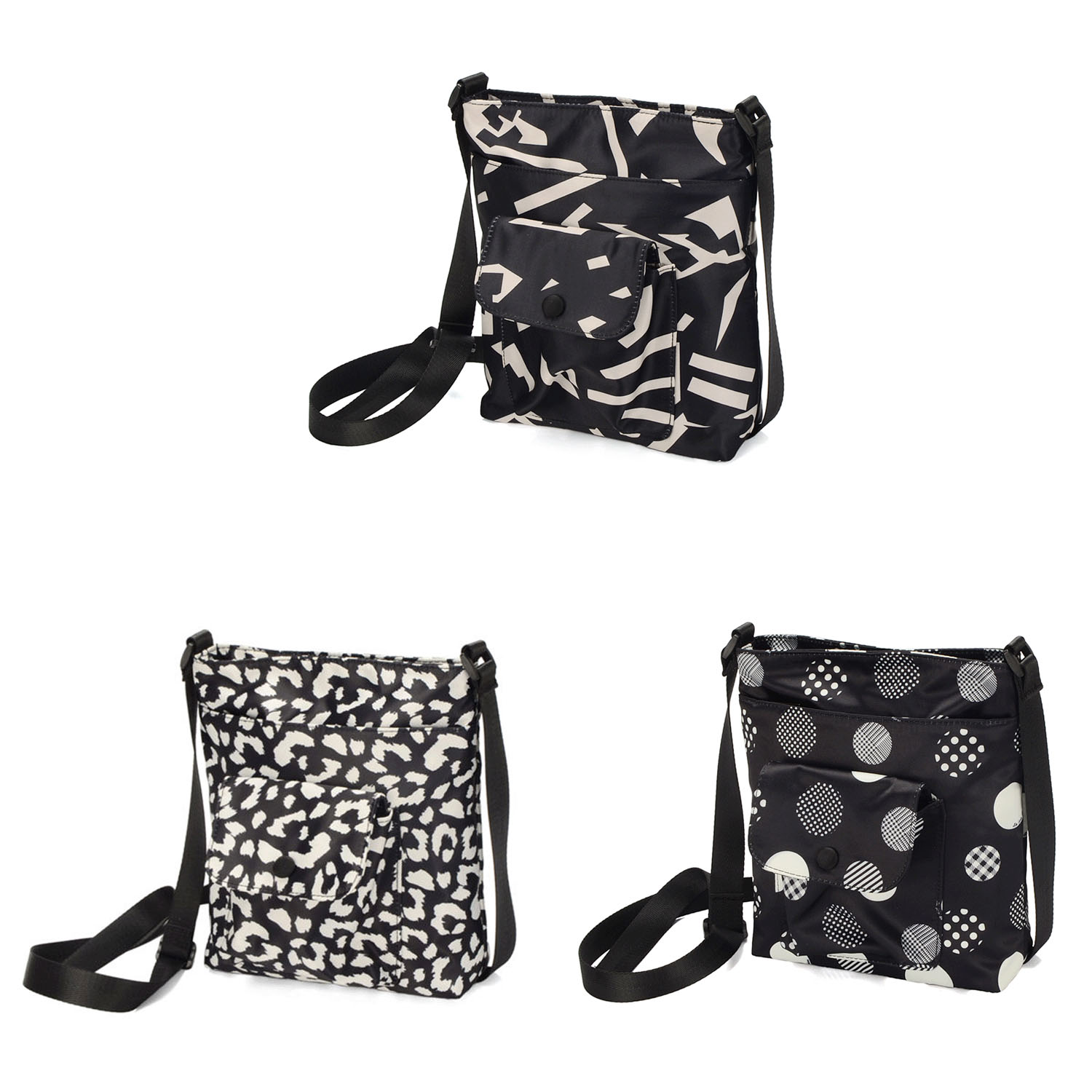 モノトーン柄縦型ショルダーバッグ