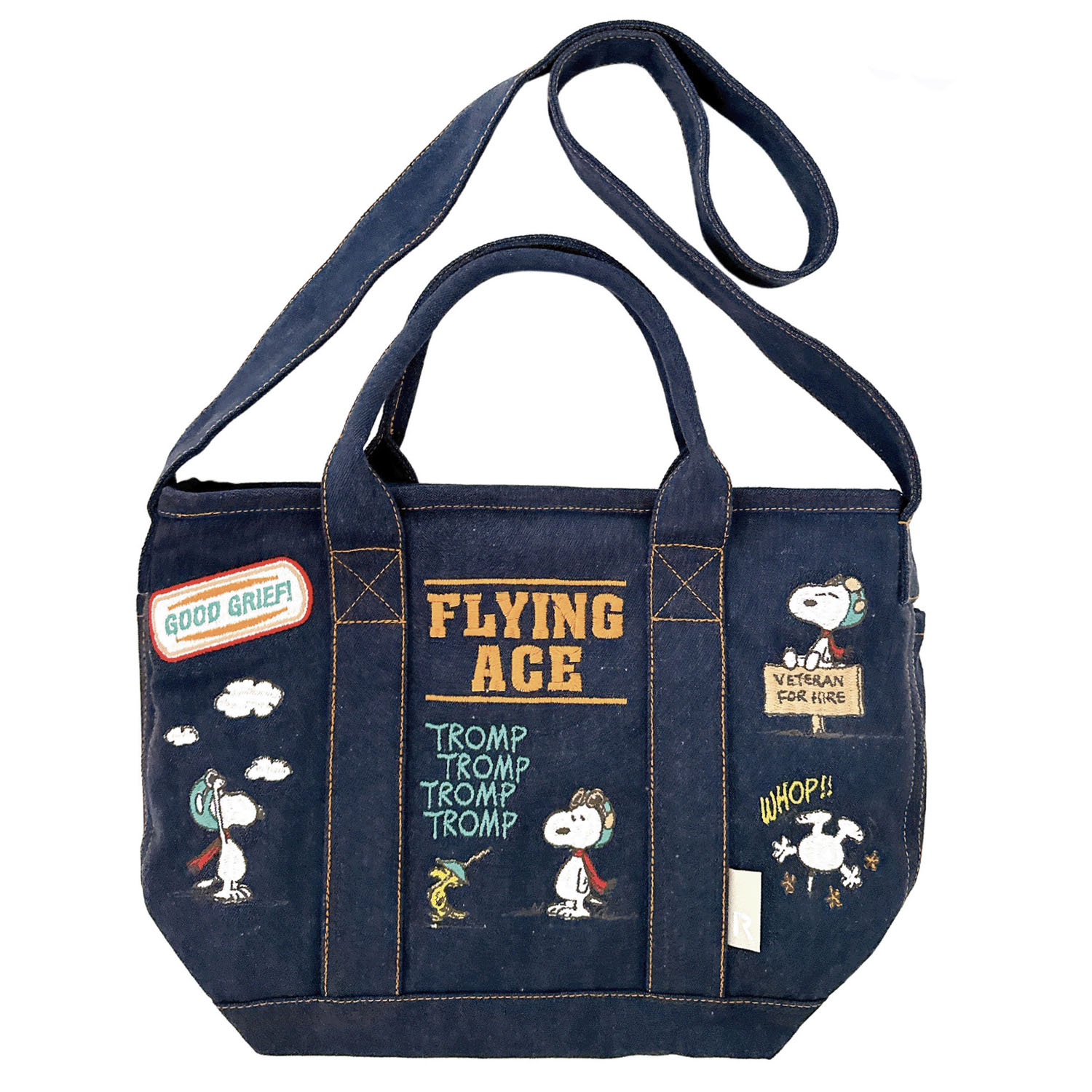 【74ー00は在庫限りで終了】ルートート PEANUTS リサイクルコットン刺繍2WAYバッグ - 画像10