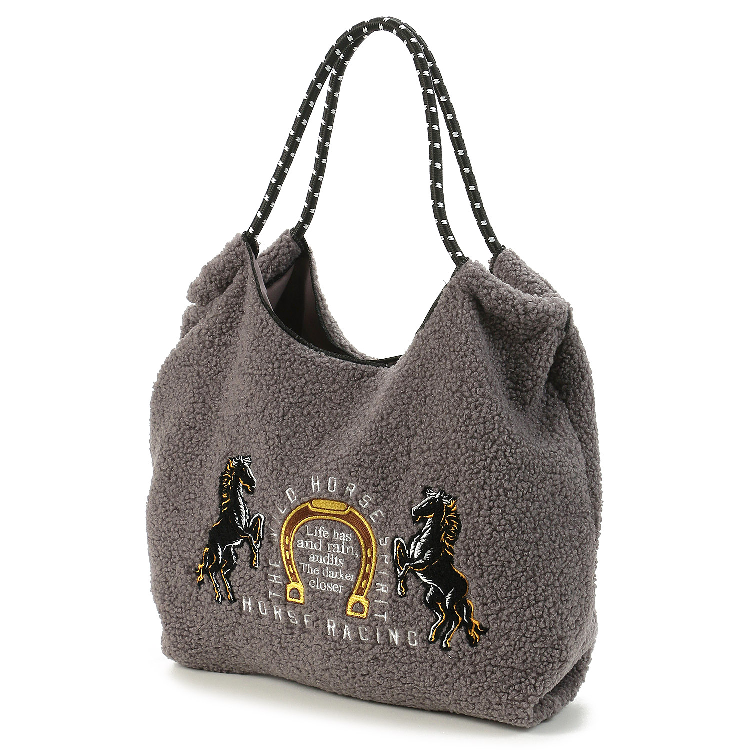 馬柄ボアロープハンドルトートバッグ - 画像2