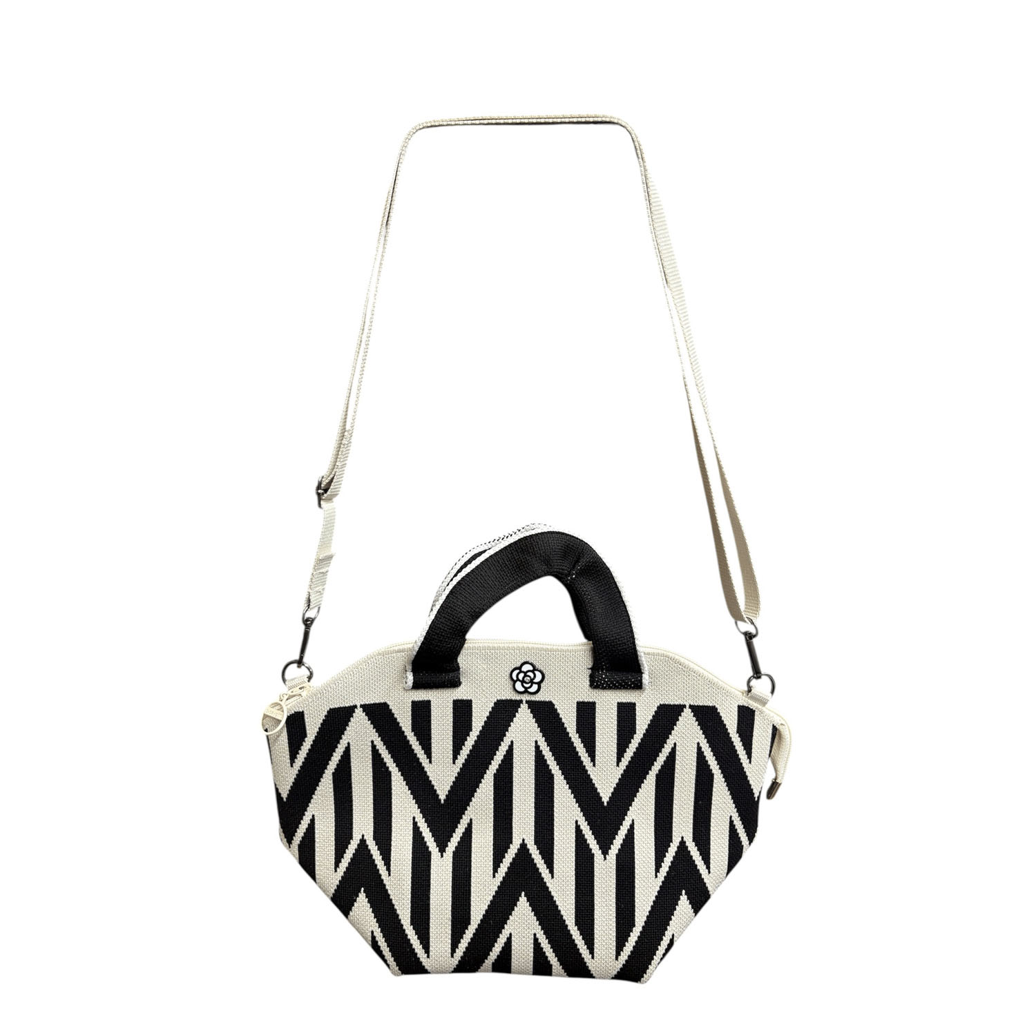 柄物ニットカメリアパーツ付き2WAYバッグ - 画像4