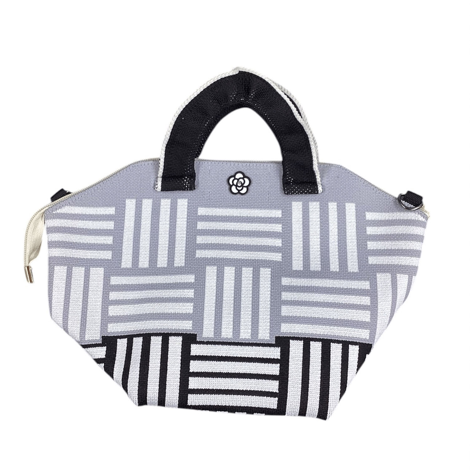 柄物ニットカメリアパーツ付き2WAYバッグ - 画像5