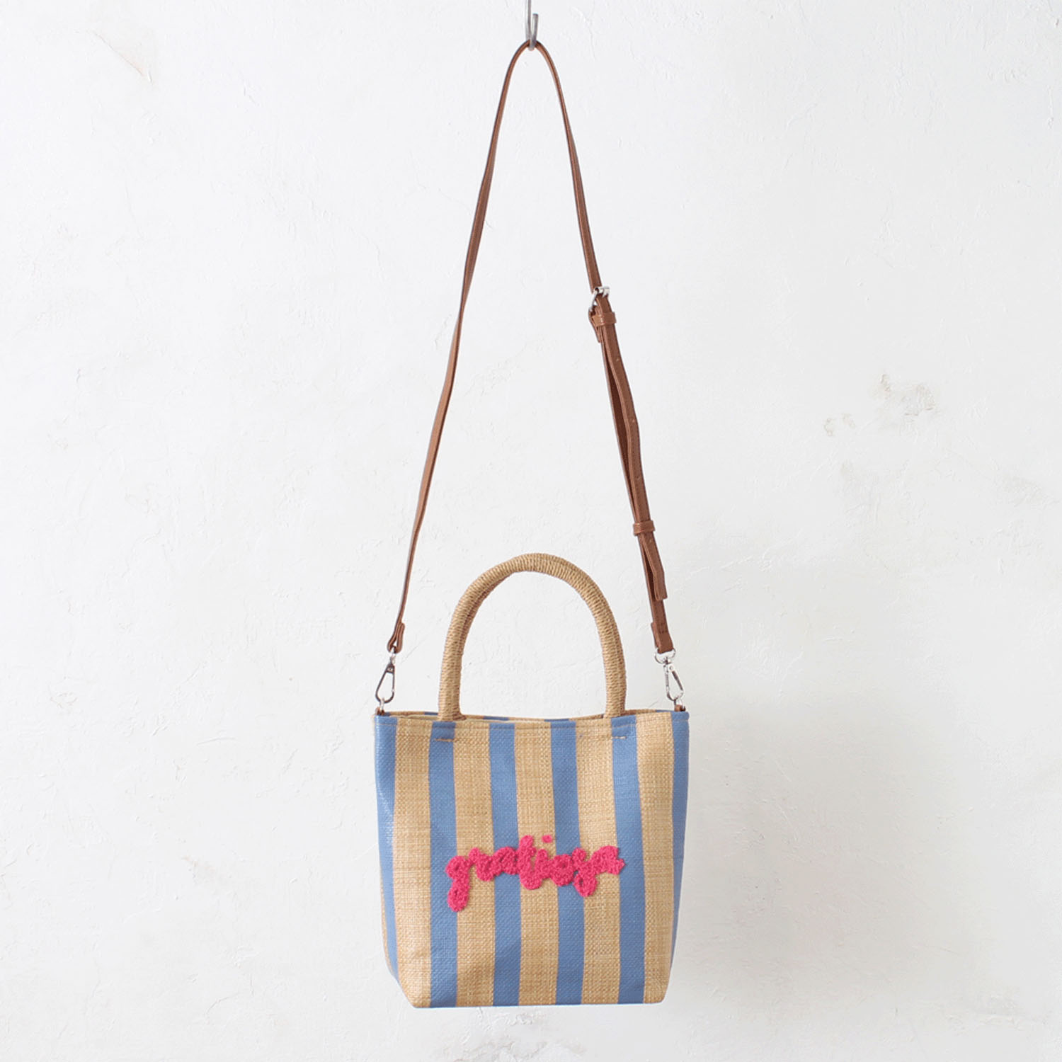 雑材サガラ刺繍ストライプ2WAYバッグ - 画像14