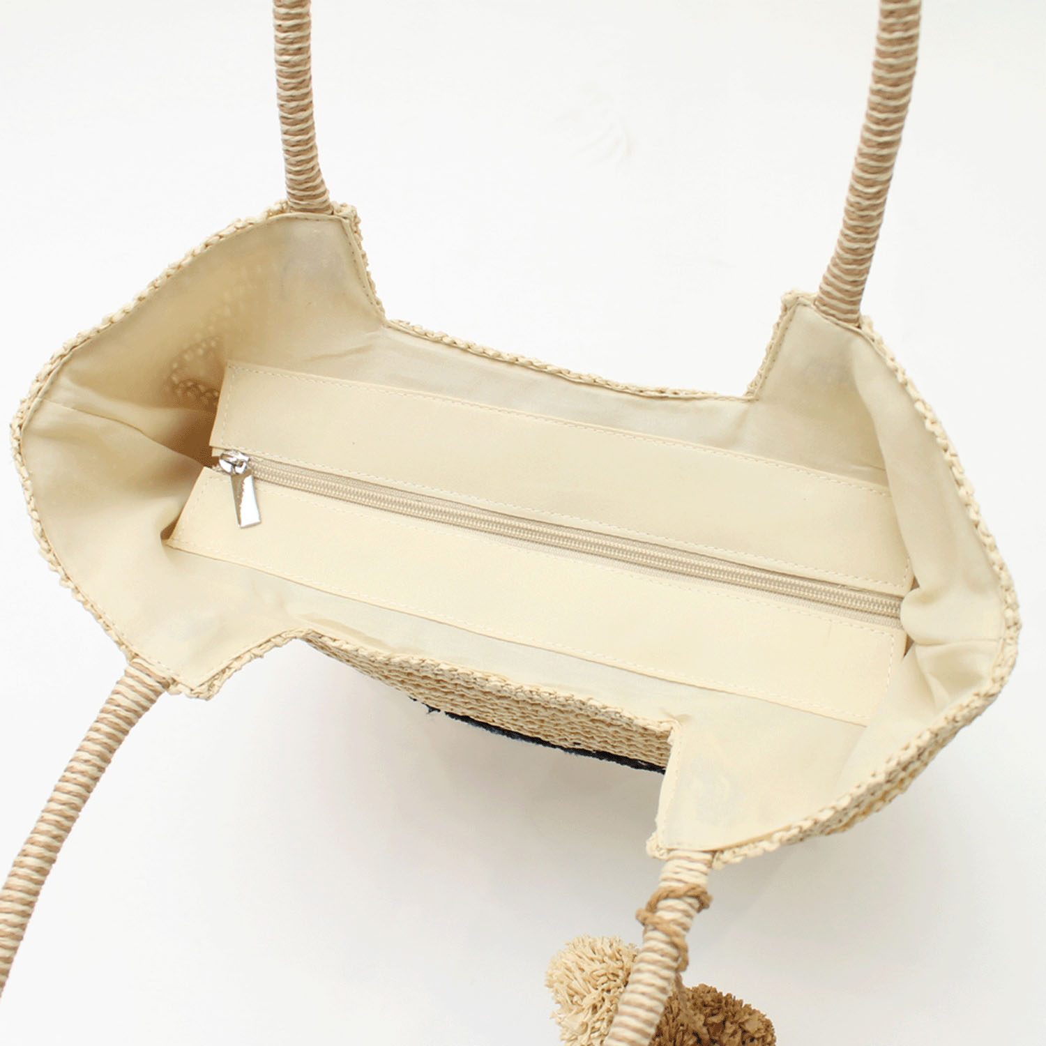 雑材ロゴ刺繍ポンポン付トートバッグ - 画像5