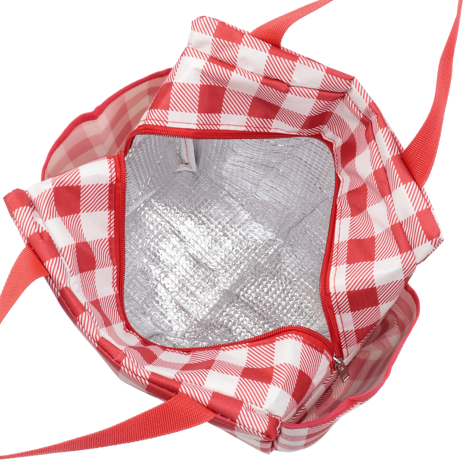 チェック柄横ポケット付き保冷バッグ - 画像4