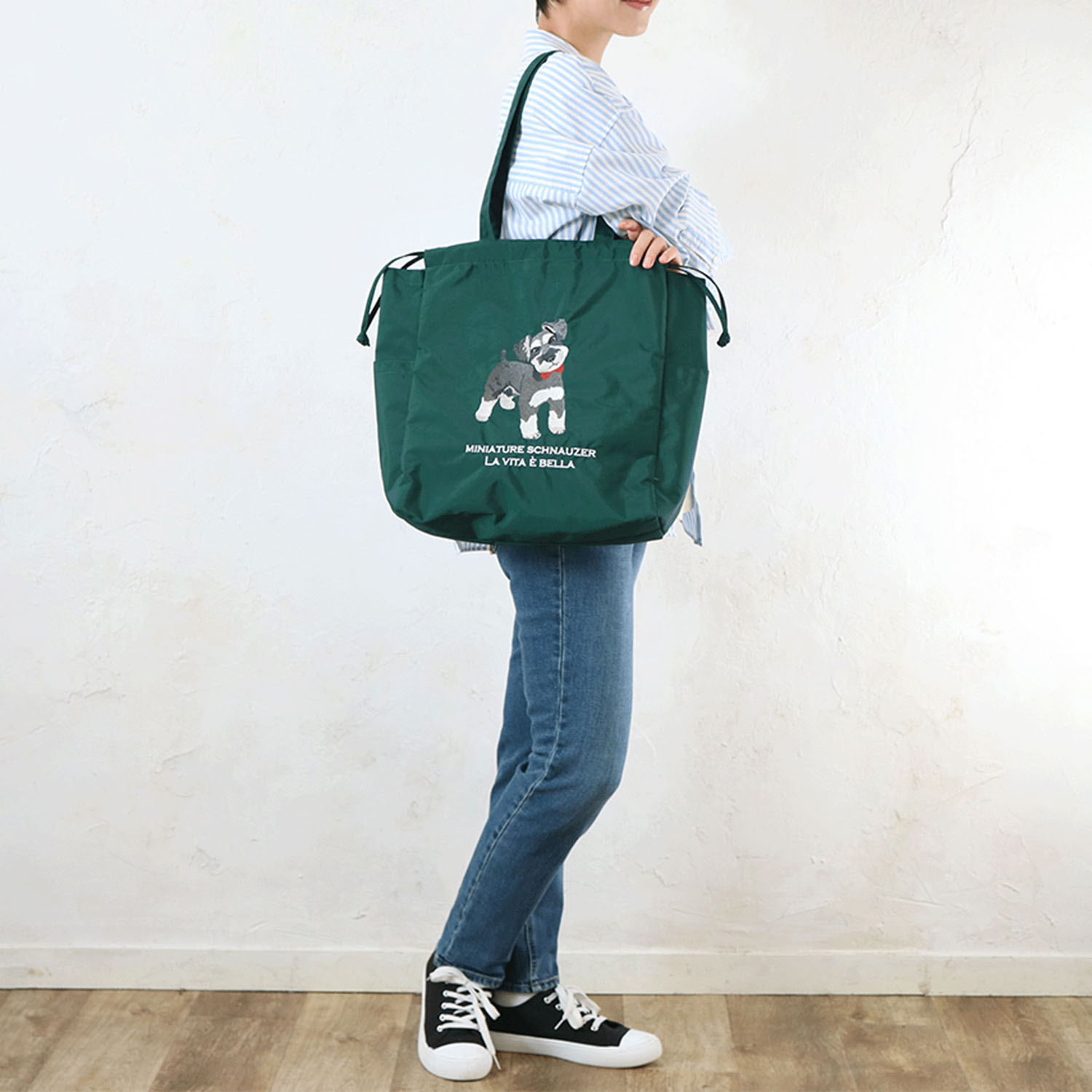 アニマル刺繍巾着型トートバッグ - 画像4